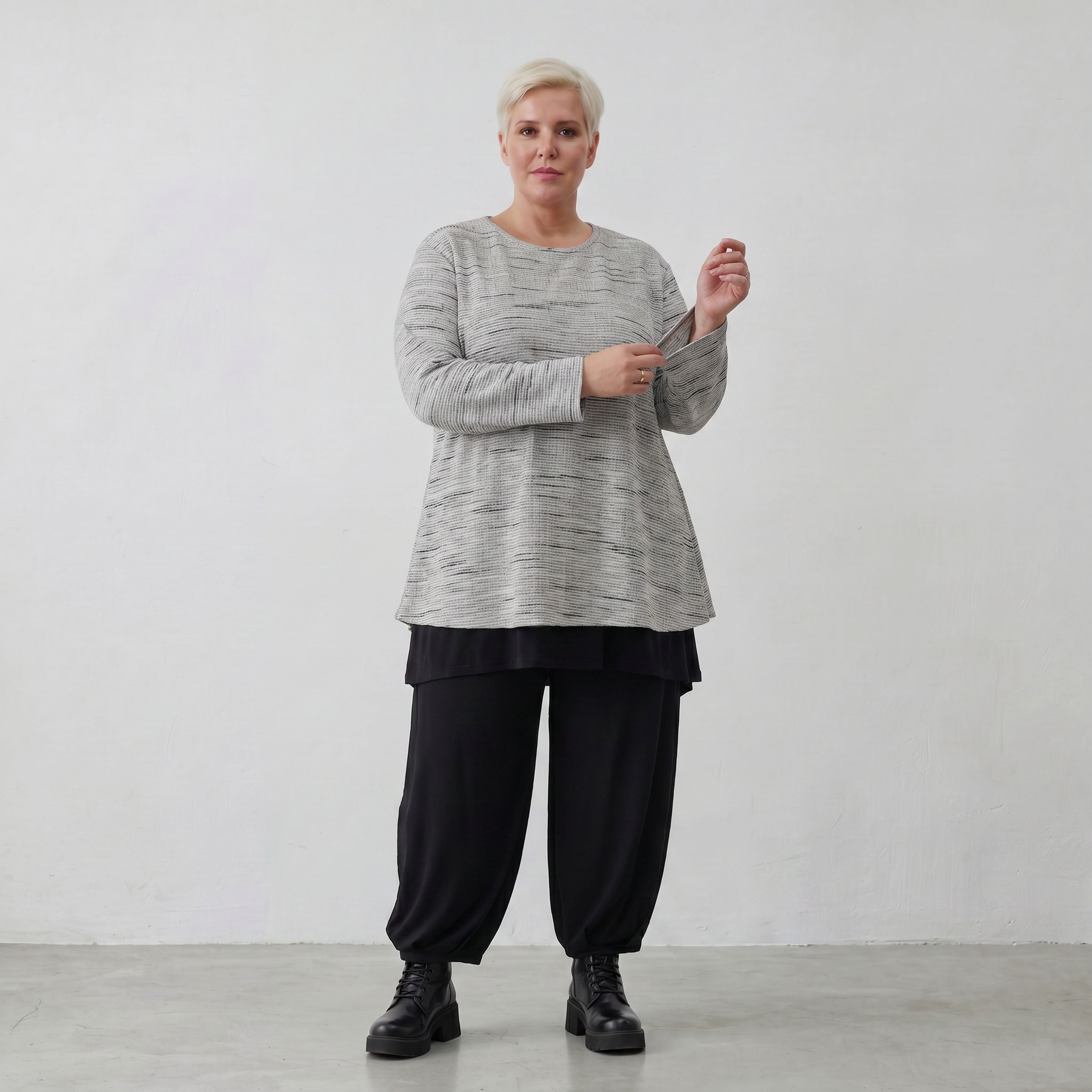 AKH Fashion Shirt 1892 Rosie, Grau/Schwarz