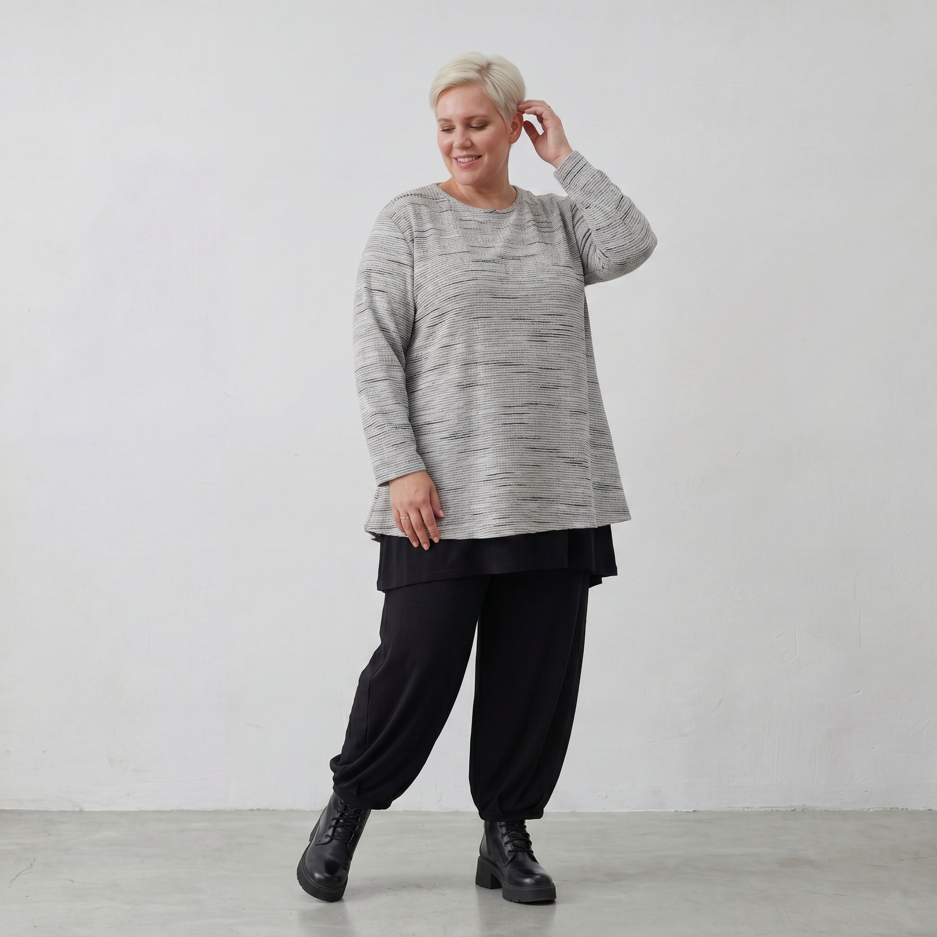 AKH Fashion Shirt 1892 Rosie, Grau/Schwarz