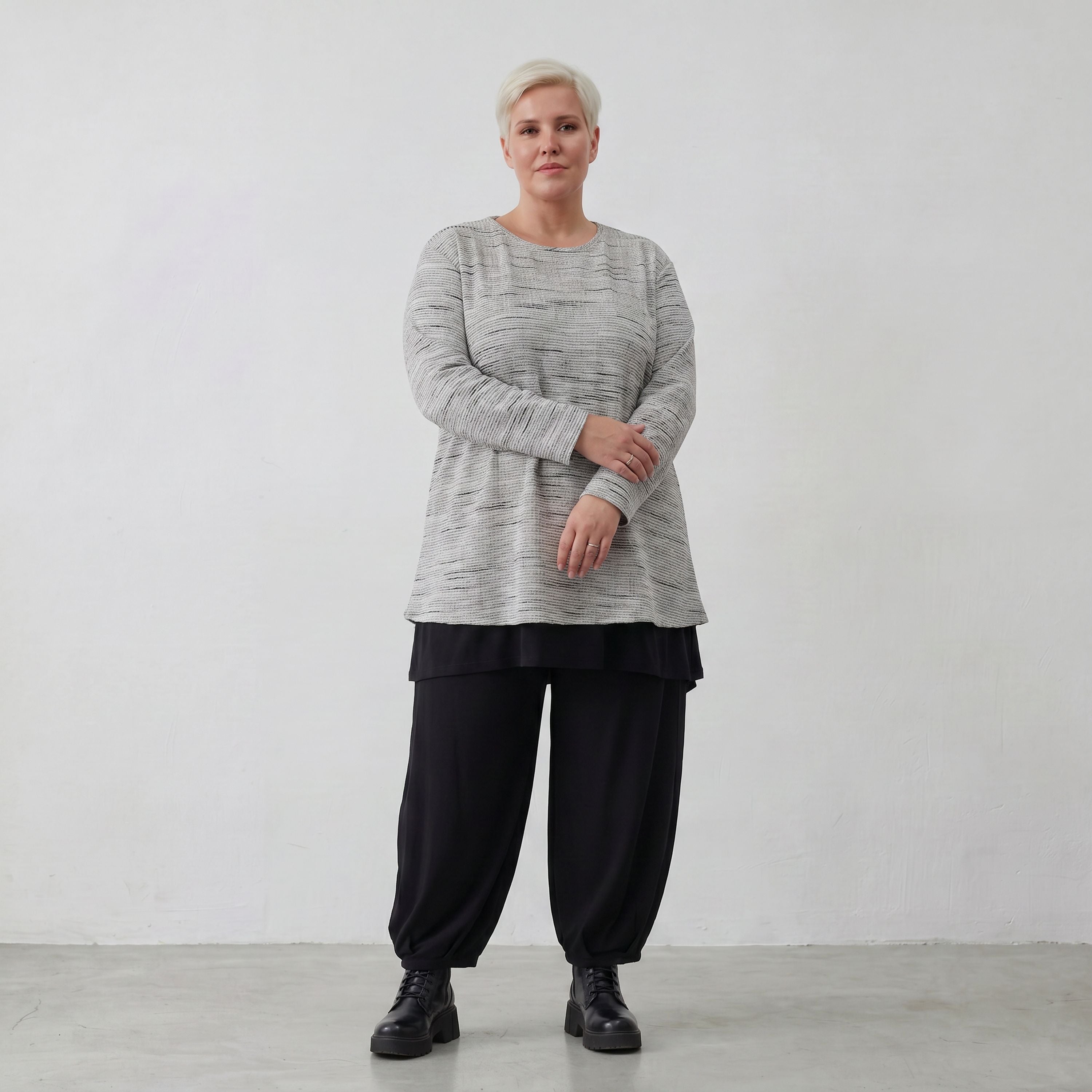 AKH Fashion Shirt 1892 Rosie, Grau/Schwarz
