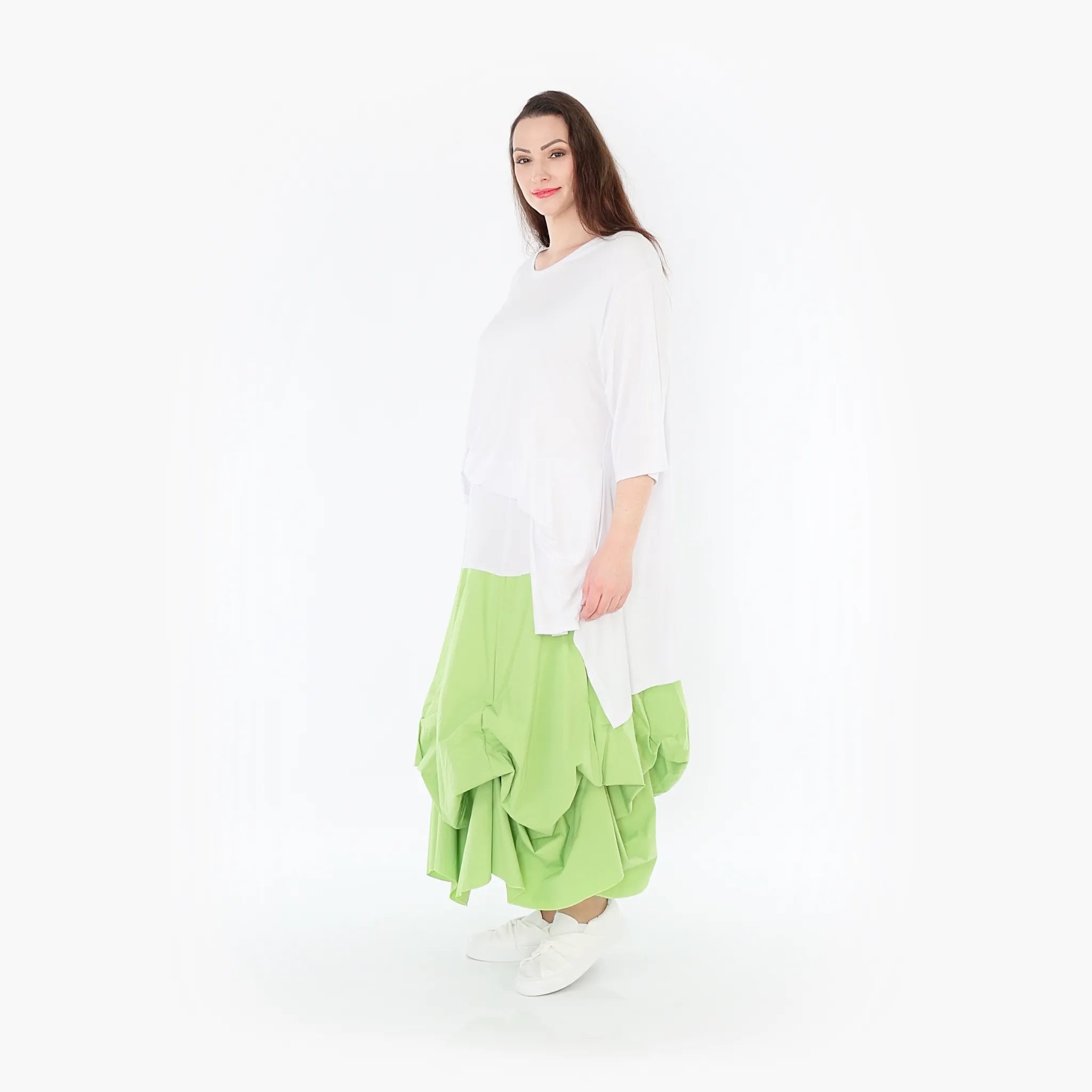 AKH Fashion Skirt 7559 Hellena, Apple Green/White