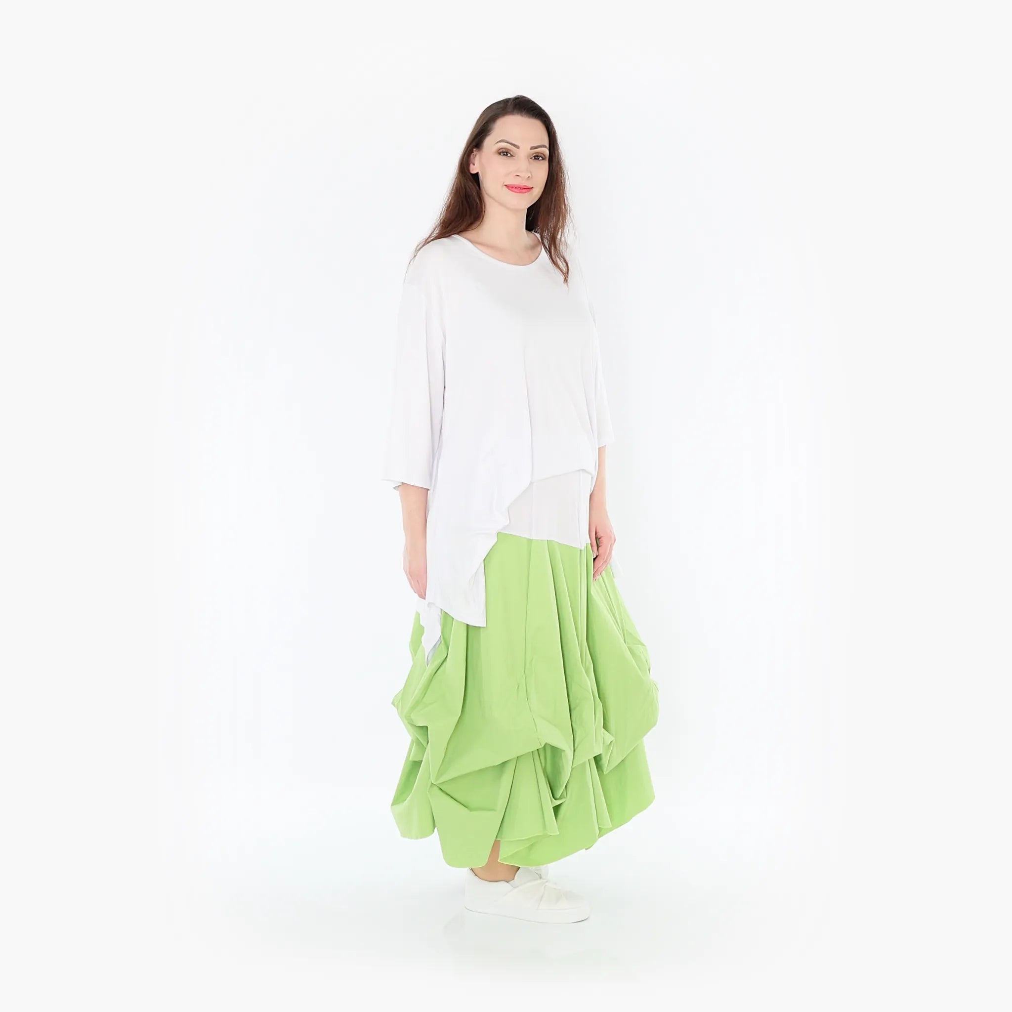 AKH Fashion Skirt 7559 Hellena, Apple Green/White