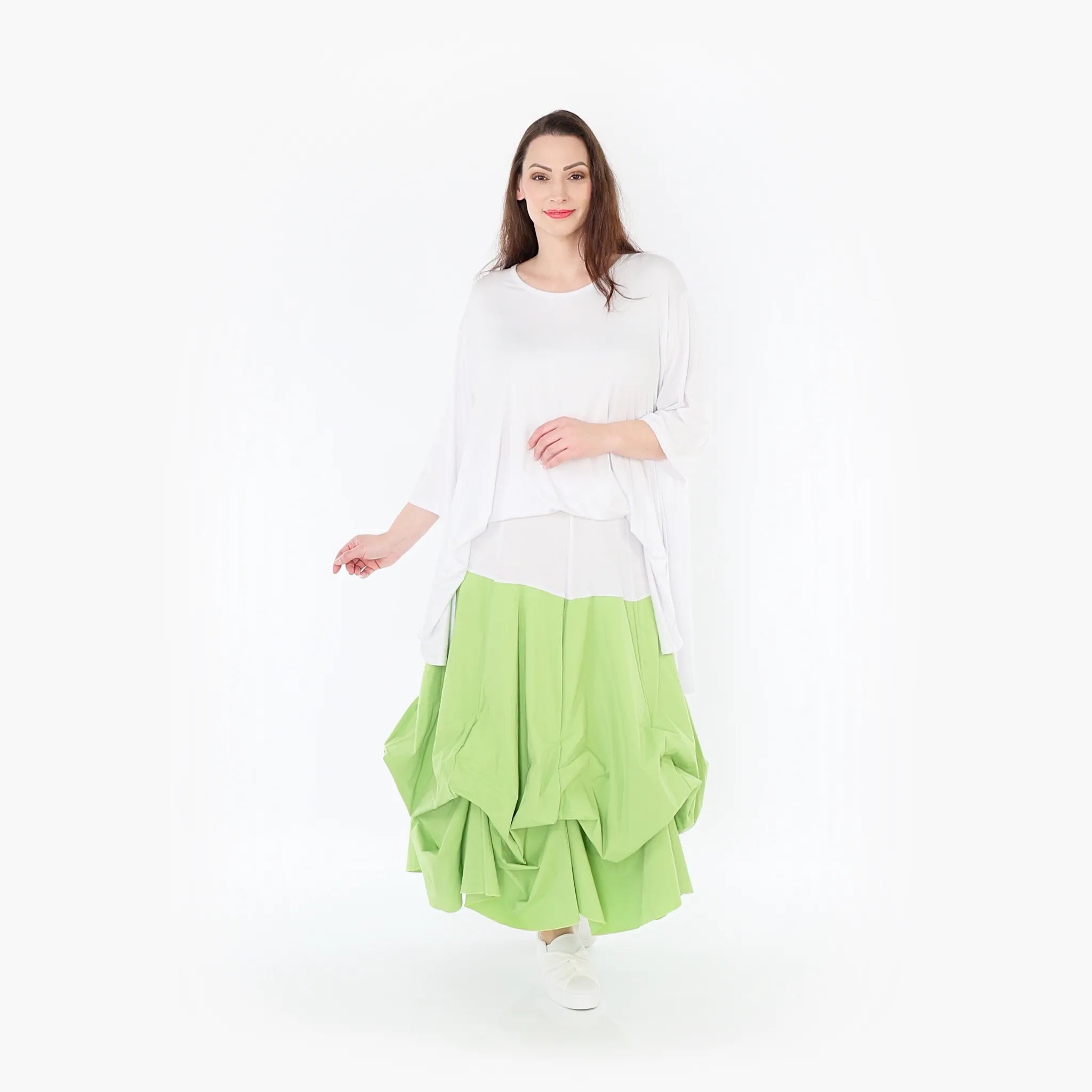 AKH Fashion Skirt 7559 Hellena, Apple Green/White