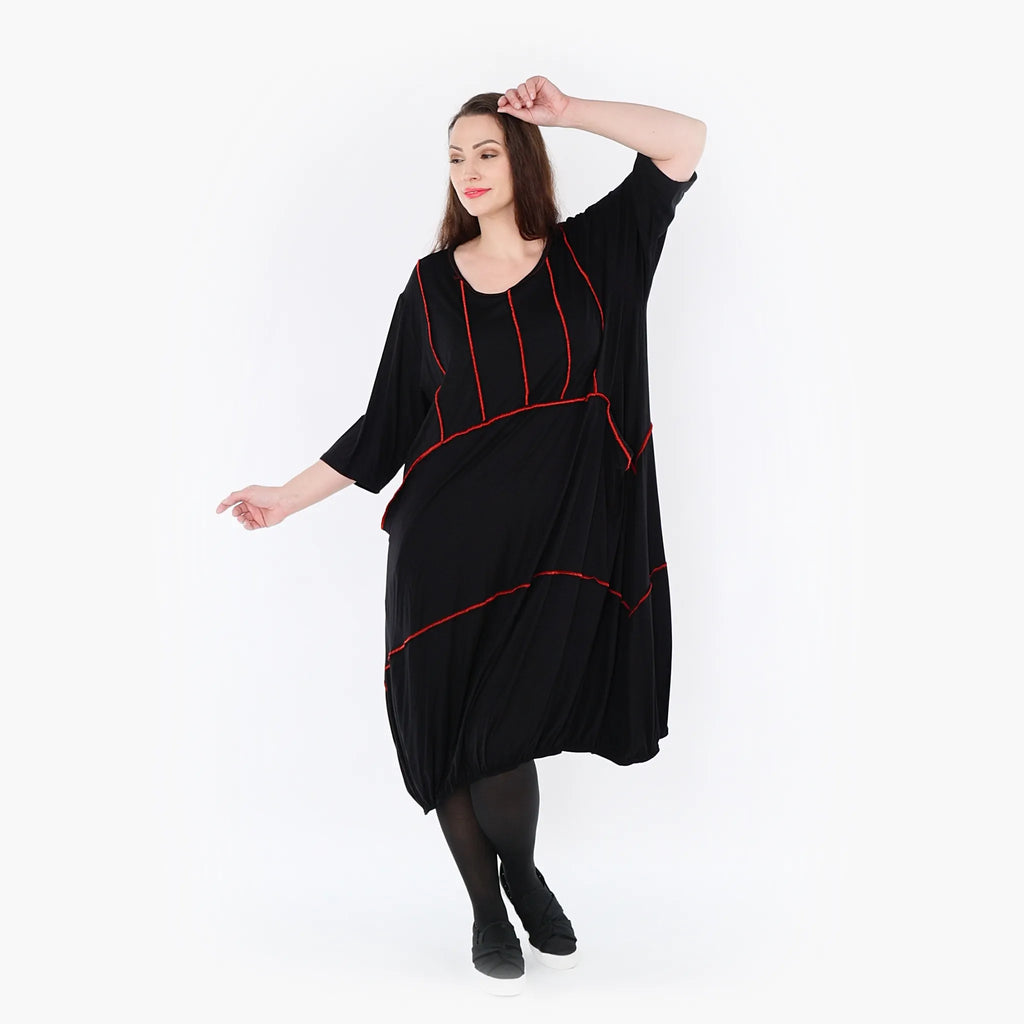 AKH Fashion Kleid 6564 Thea, Schwarz/Rot