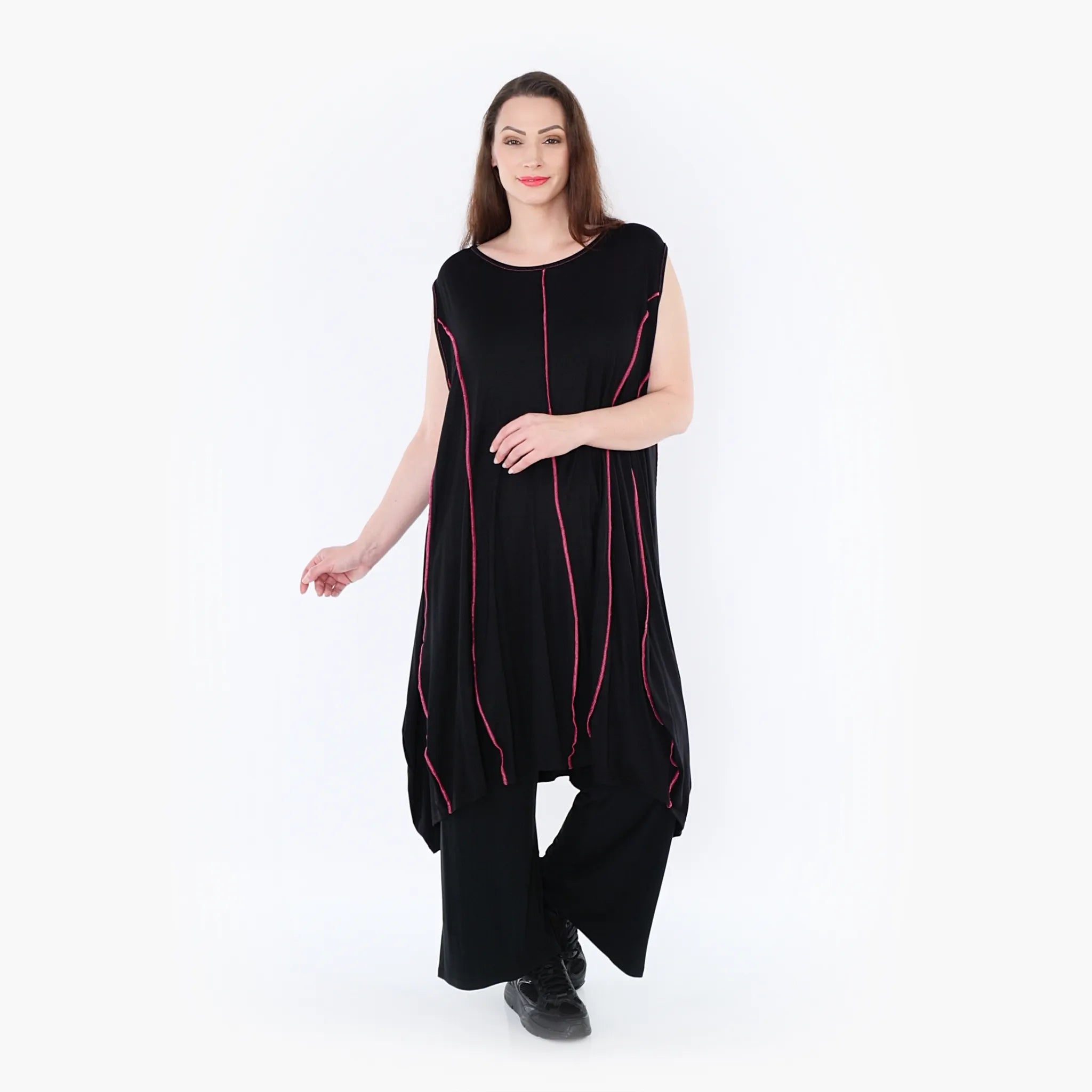 AKH 6913 Tunic, black-fuchsia