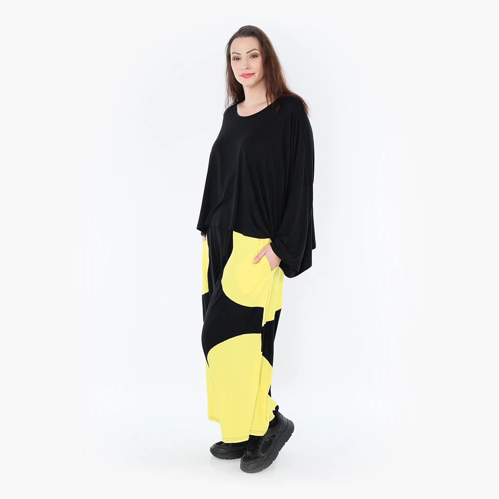 AKH Fashion Trousers 6914 Thea, Black/Yellow