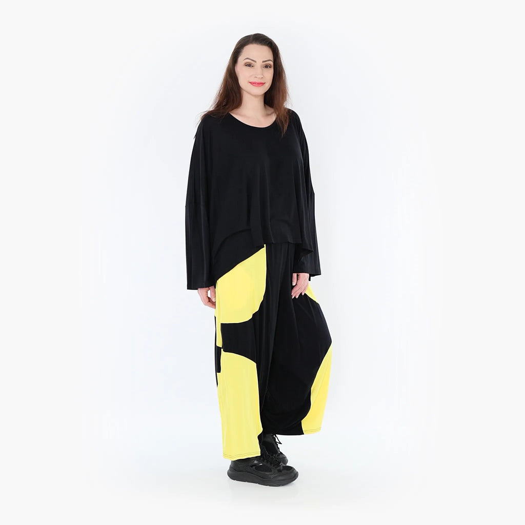 AKH Fashion Trousers 6914 Thea, Black/Yellow