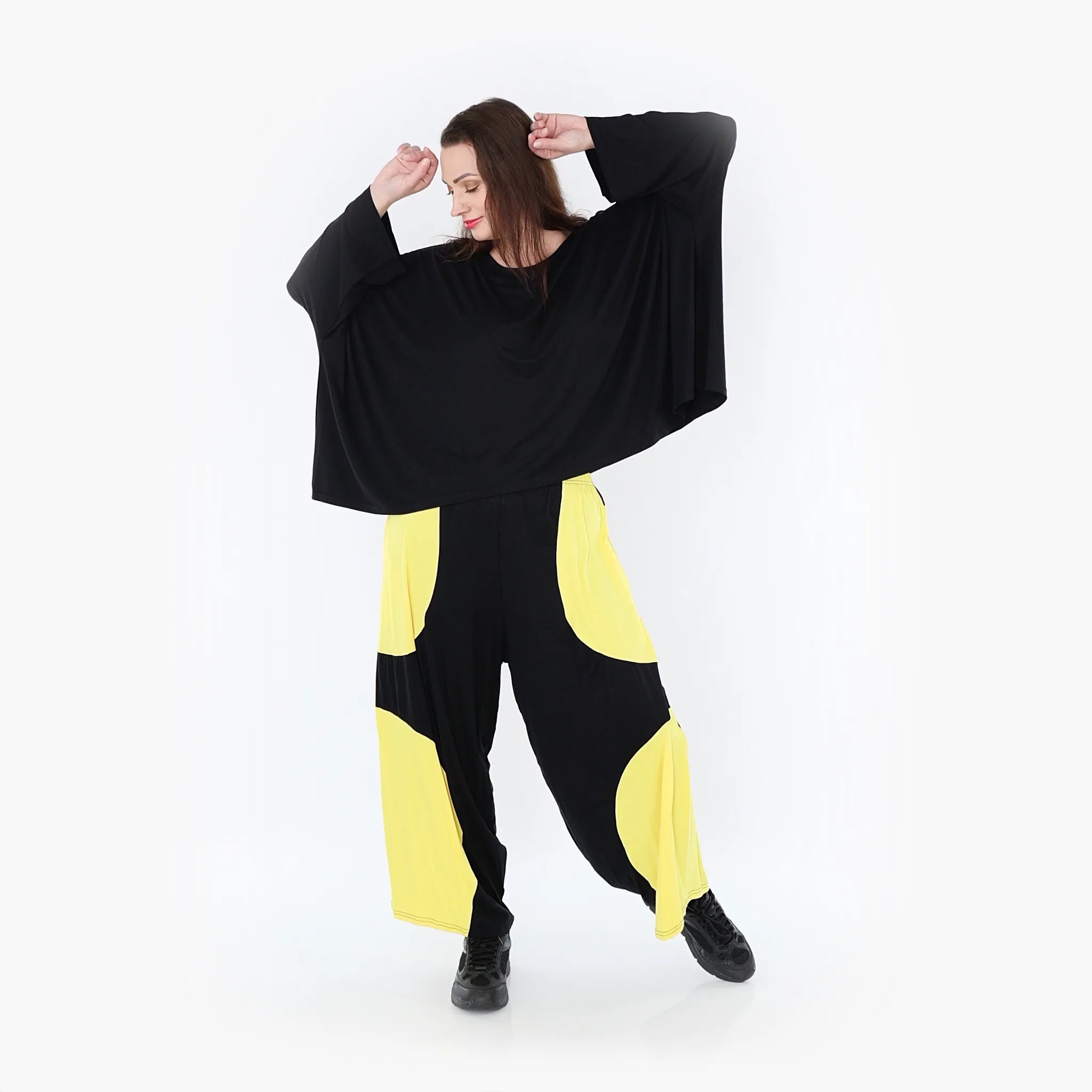 AKH Fashion Trousers 6914 Thea, Black/Yellow