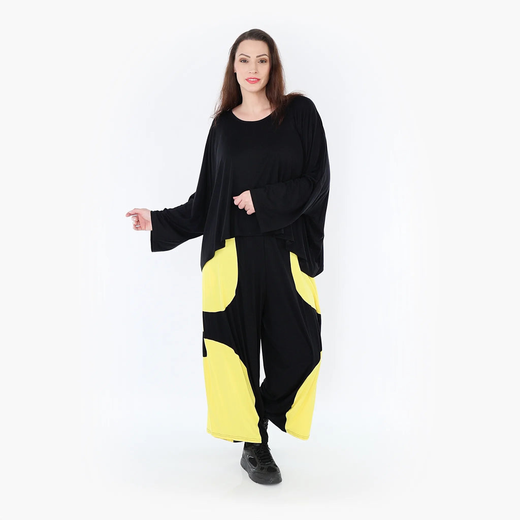 AKH Fashion Trousers 6914 Thea, Black/Yellow