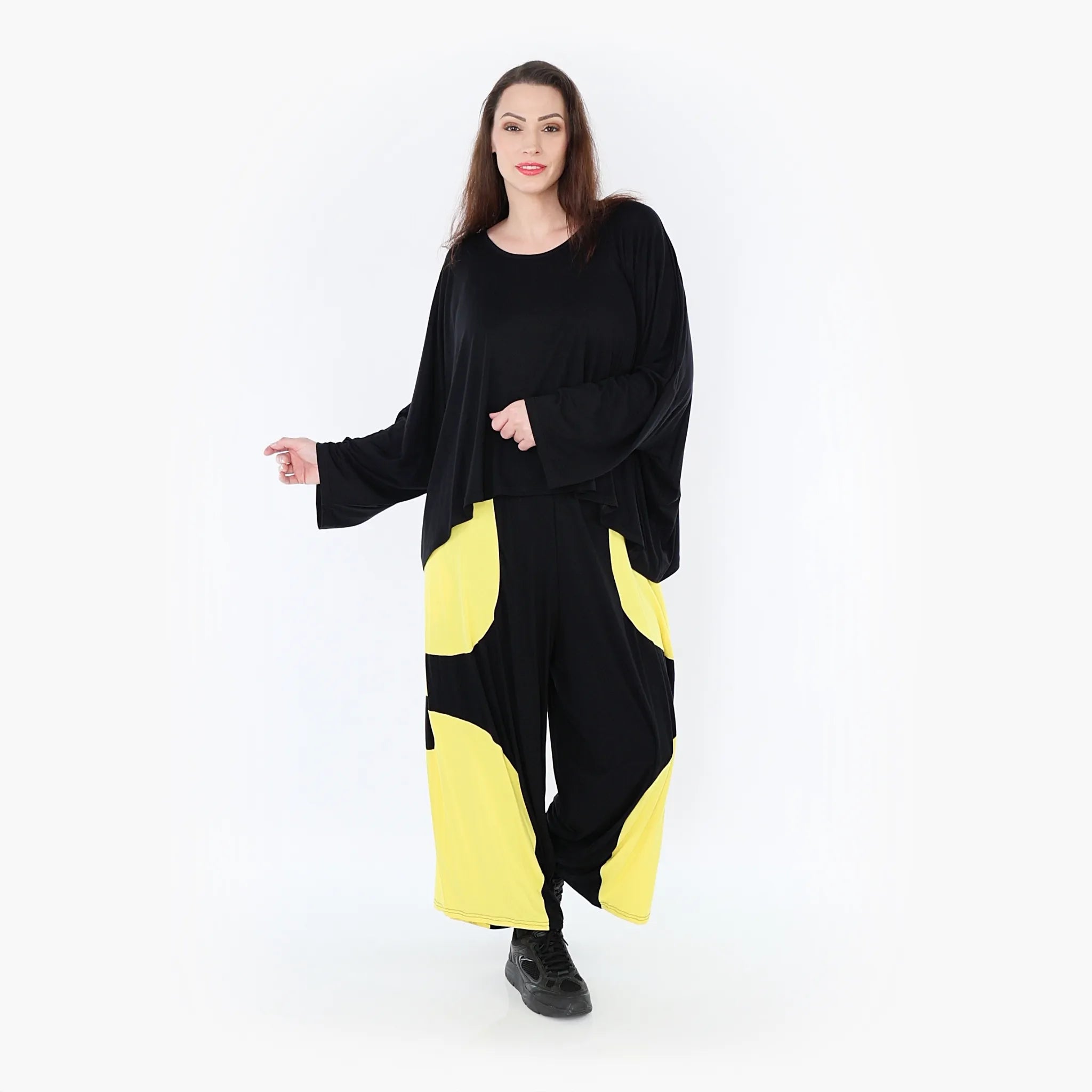 AKH Fashion Trousers 6914 Thea, Black/Yellow