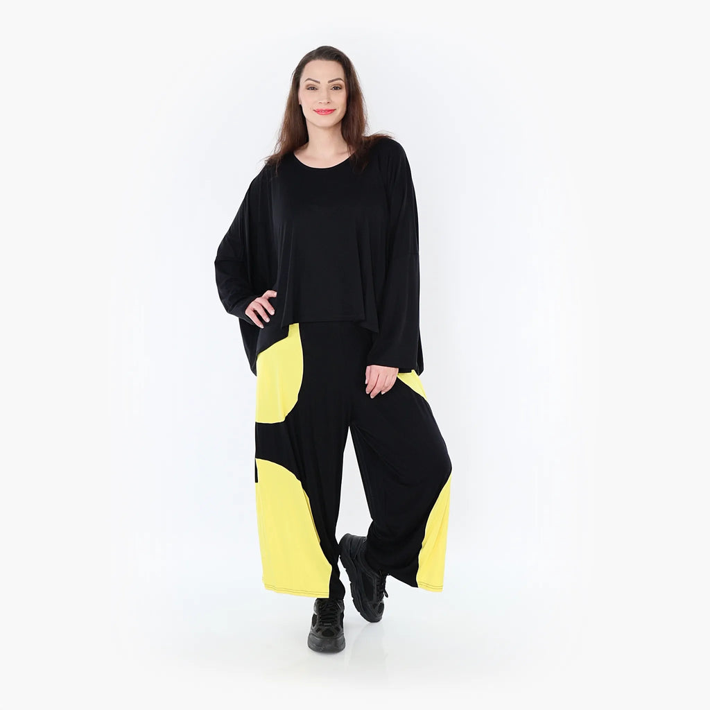 AKH Fashion Trousers 6914 Thea, Black/Yellow
