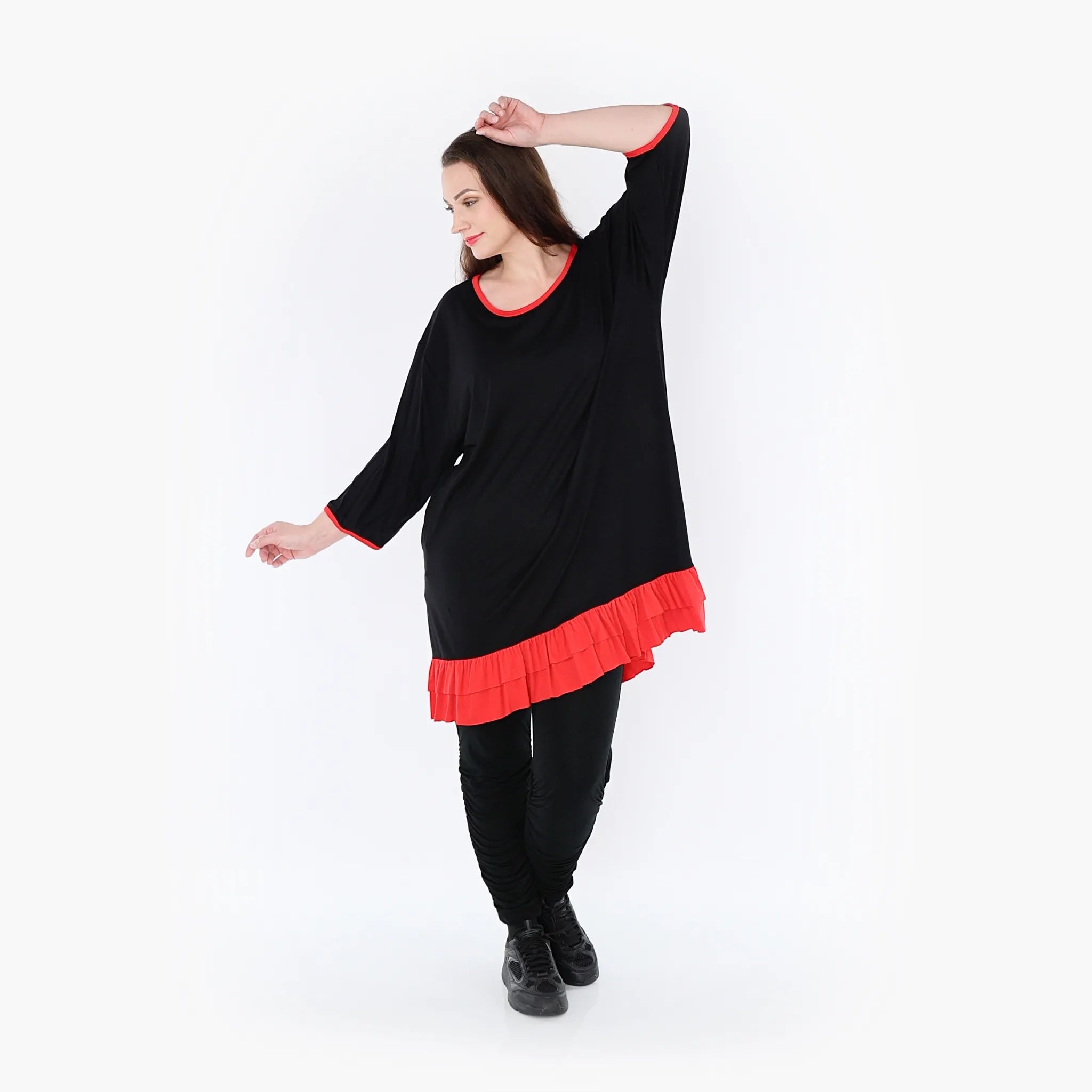 AKH Fashion Shirt 6916 Thea, Schwarz/Rot