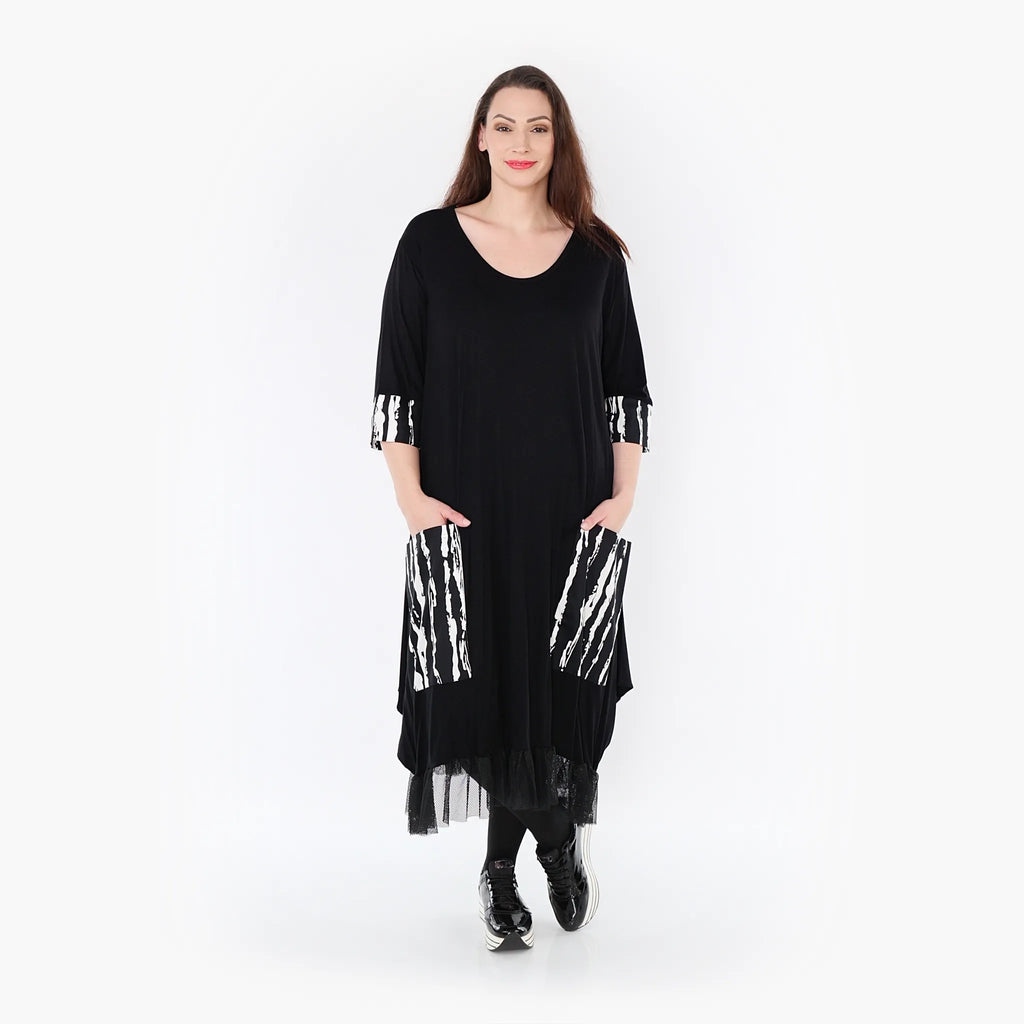 AKH Fashion Kleid 5909 Marble, Schwarz/Weiß