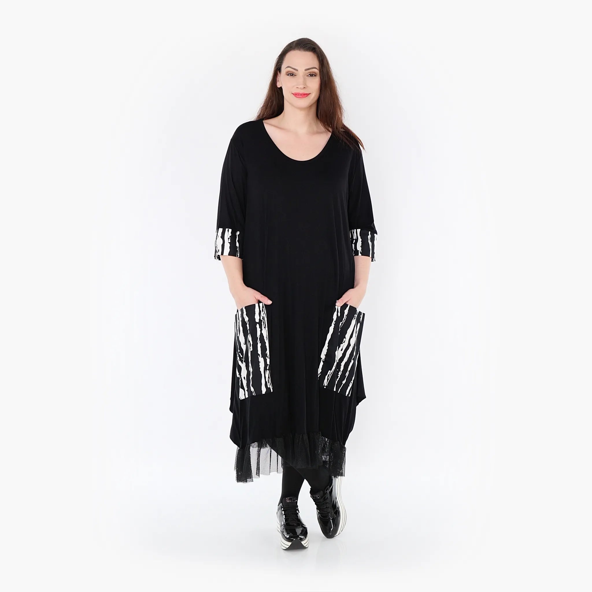AKH Fashion Kleid 5909 Marble, Schwarz/Weiß