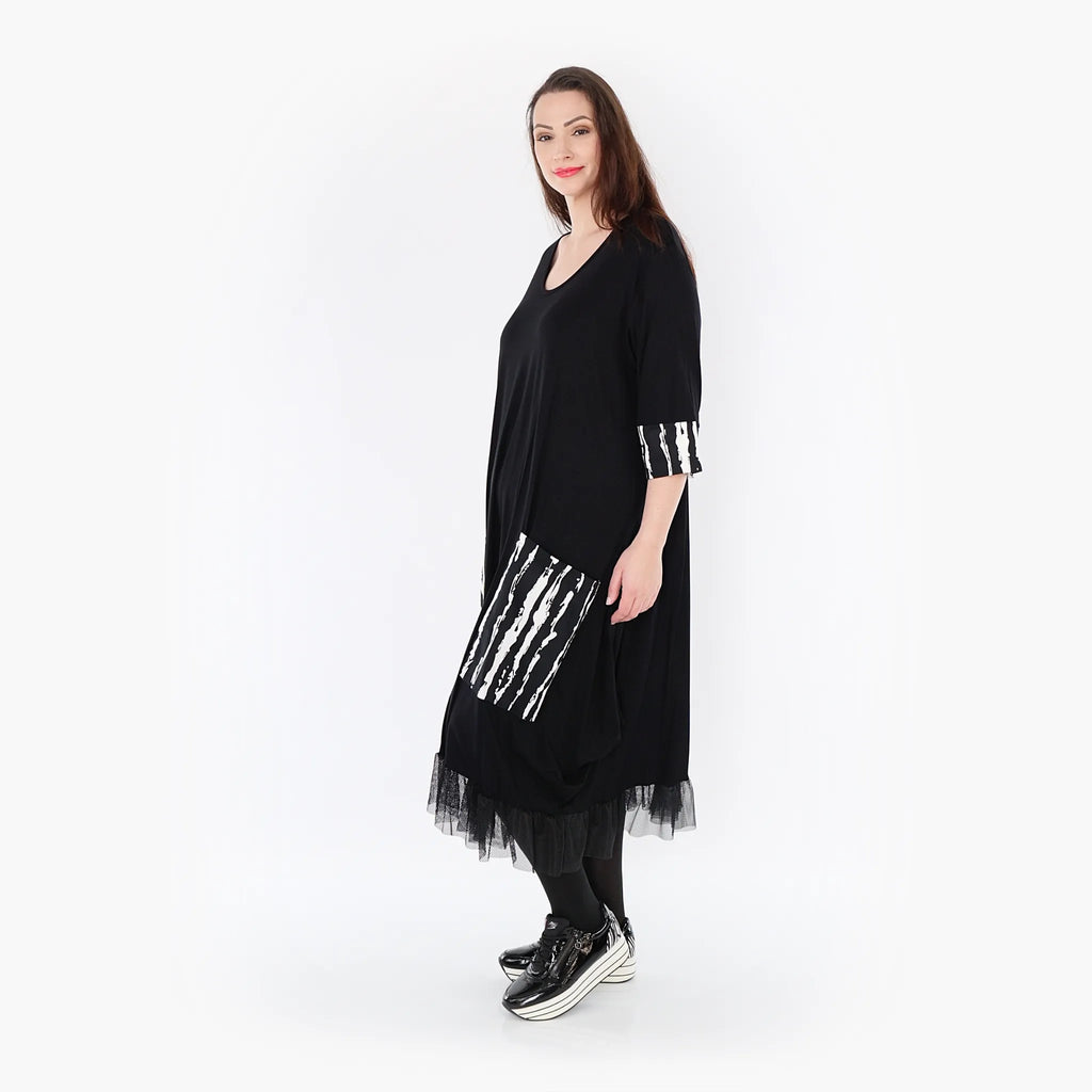 AKH Fashion Kleid 5909 Marble, Schwarz/Weiß