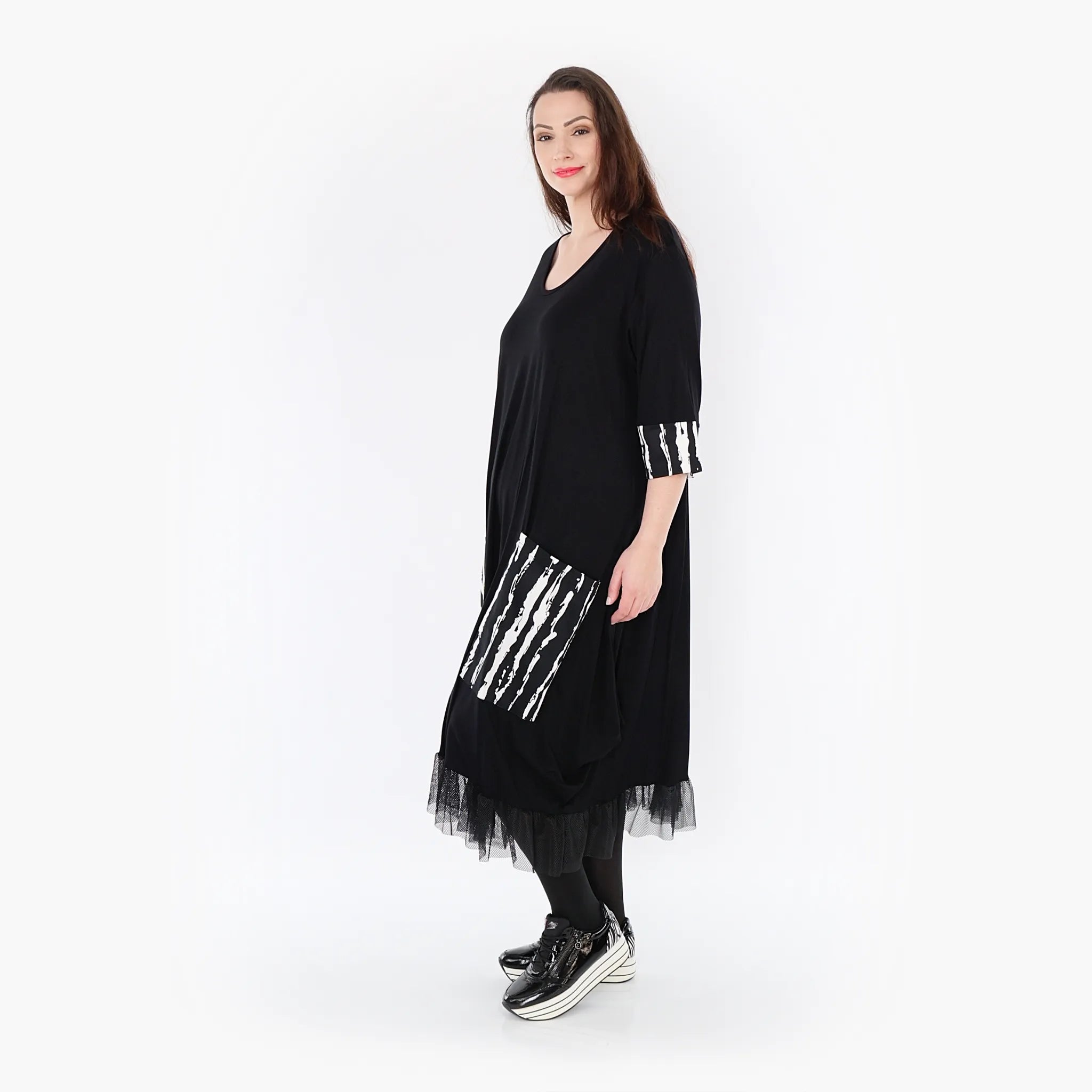 AKH Fashion Kleid 5909 Marble, Schwarz/Weiß