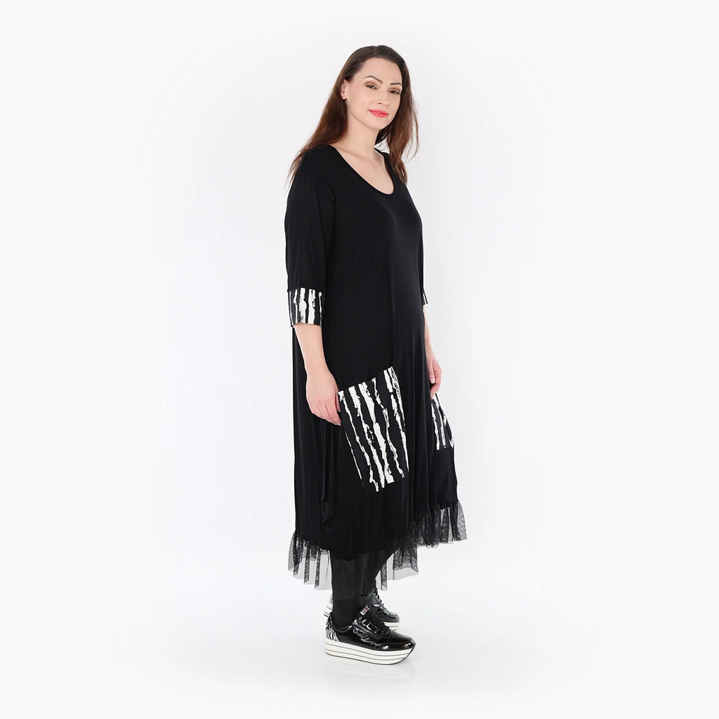 AKH Fashion Kleid 5909 Marble, Schwarz/Weiß