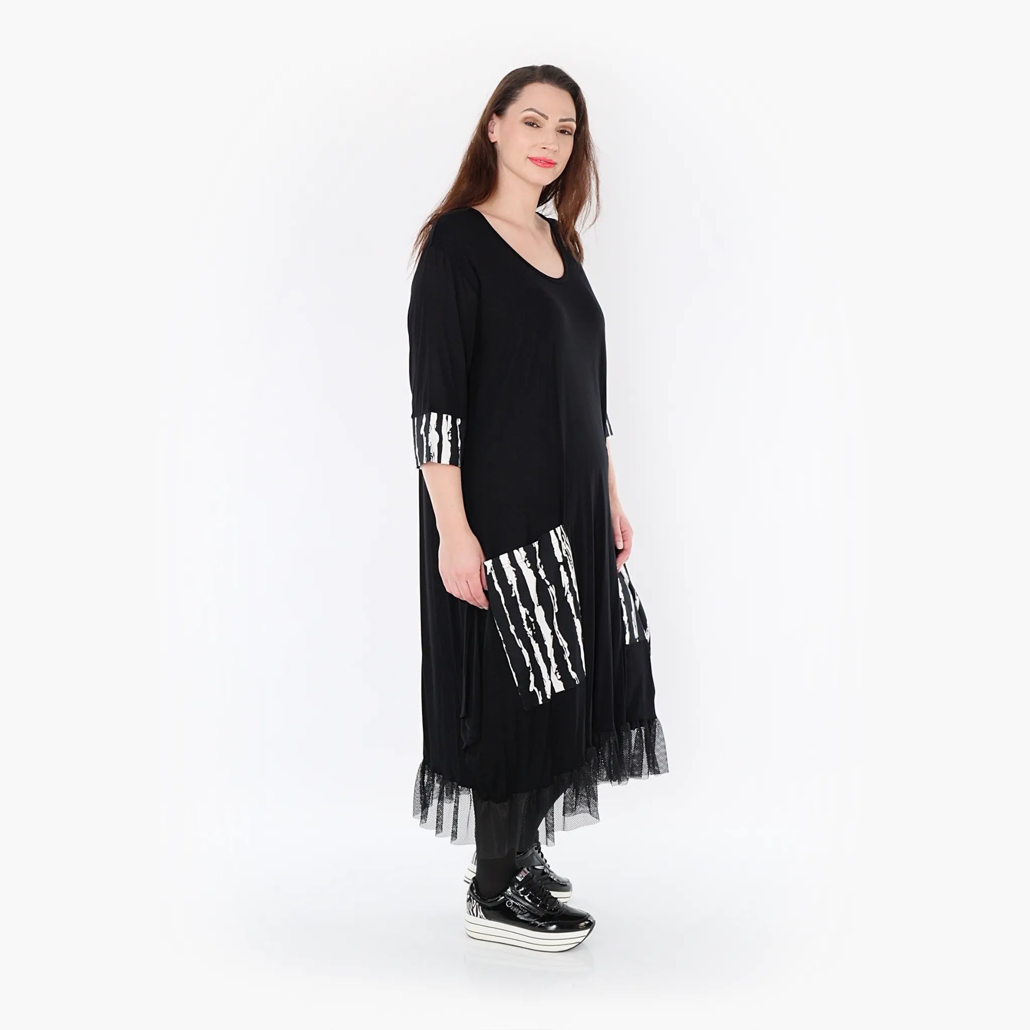 AKH Fashion Kleid 5909 Marble, Schwarz/Weiß