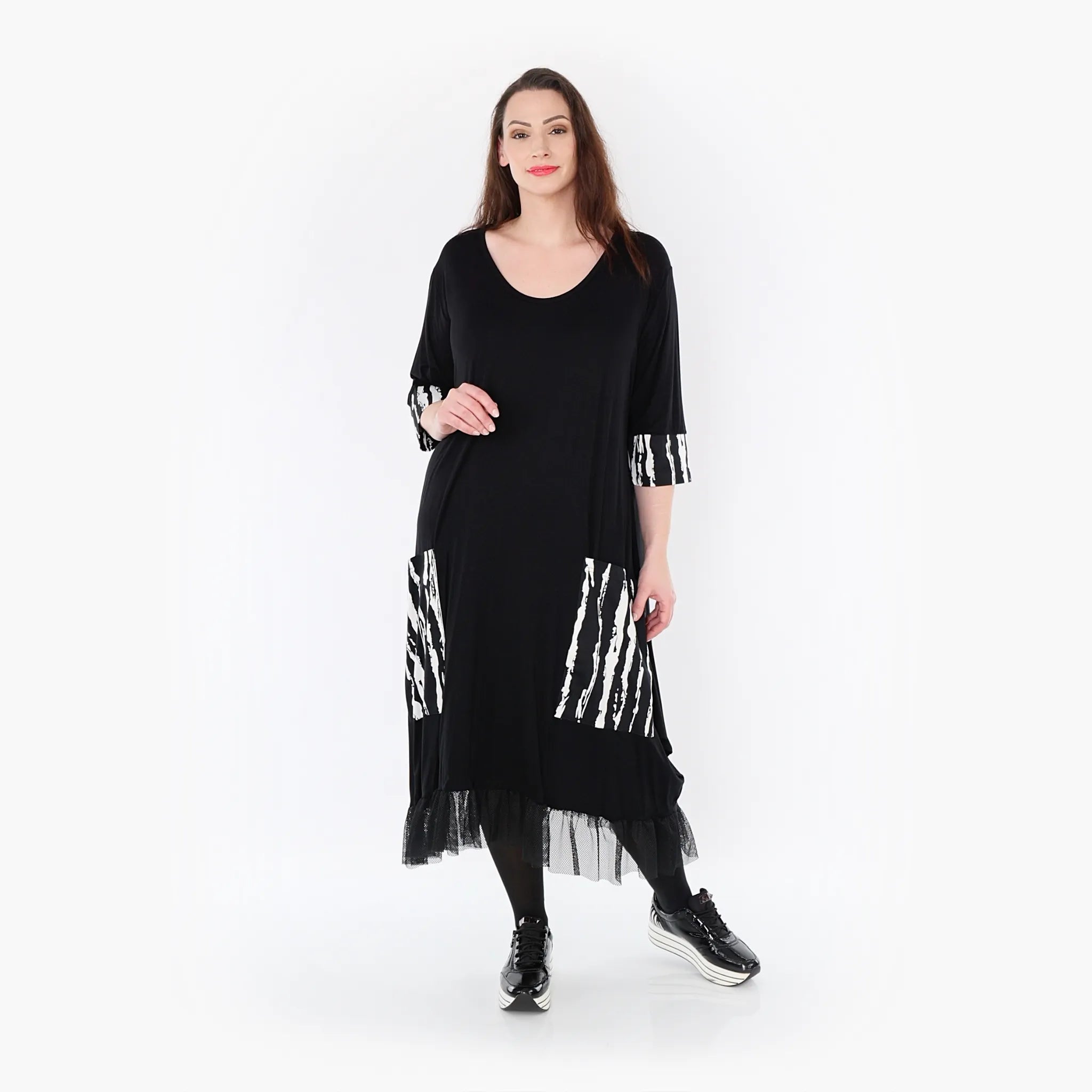 AKH Fashion Kleid 5909 Marble, Schwarz/Weiß