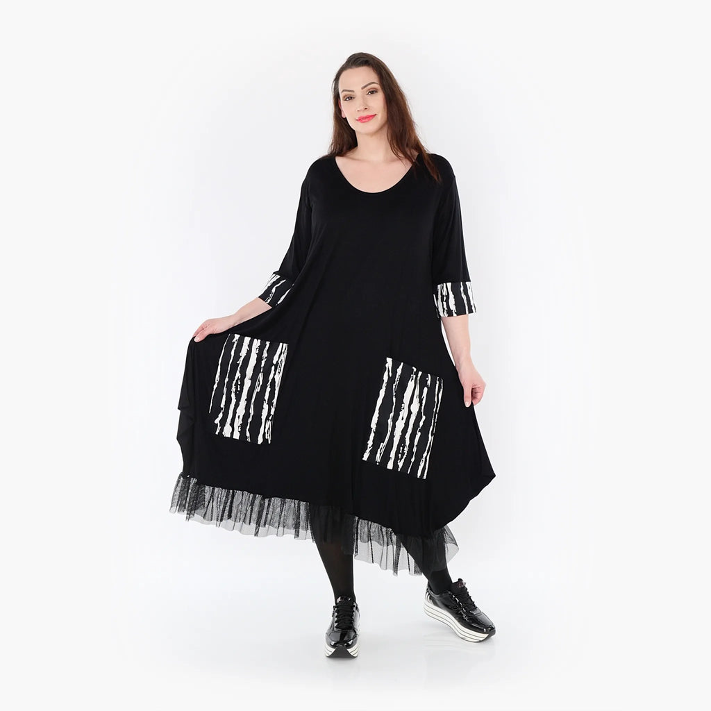 AKH Fashion Kleid 5909 Marble, Schwarz/Weiß