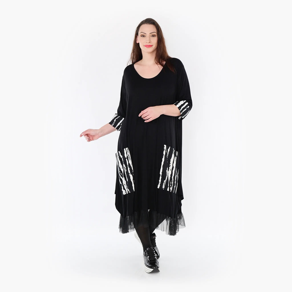 AKH Fashion Kleid 5909 Marble, Schwarz/Weiß