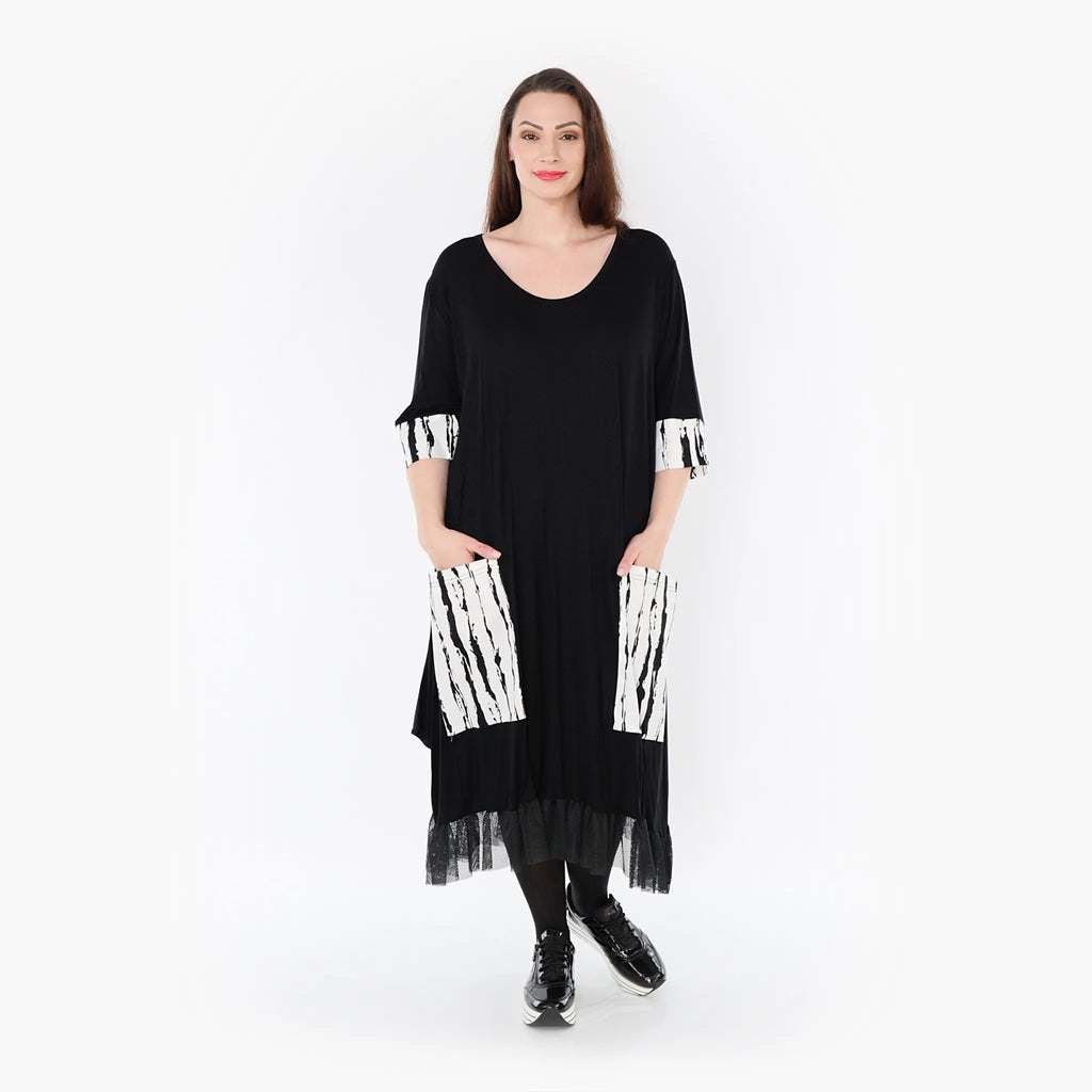 AKH 5909 Dress, White-Black