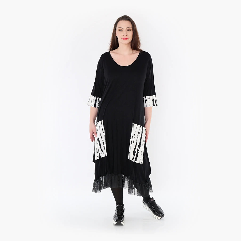 AKH 5909 Dress, White-Black