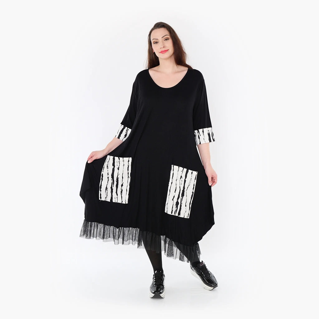 AKH 5909 Dress, White-Black