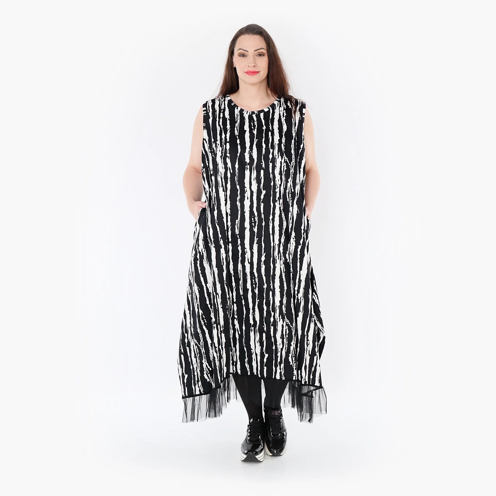 AKH Fashion Tunika 6853 Marble, Schwarz/Weiß