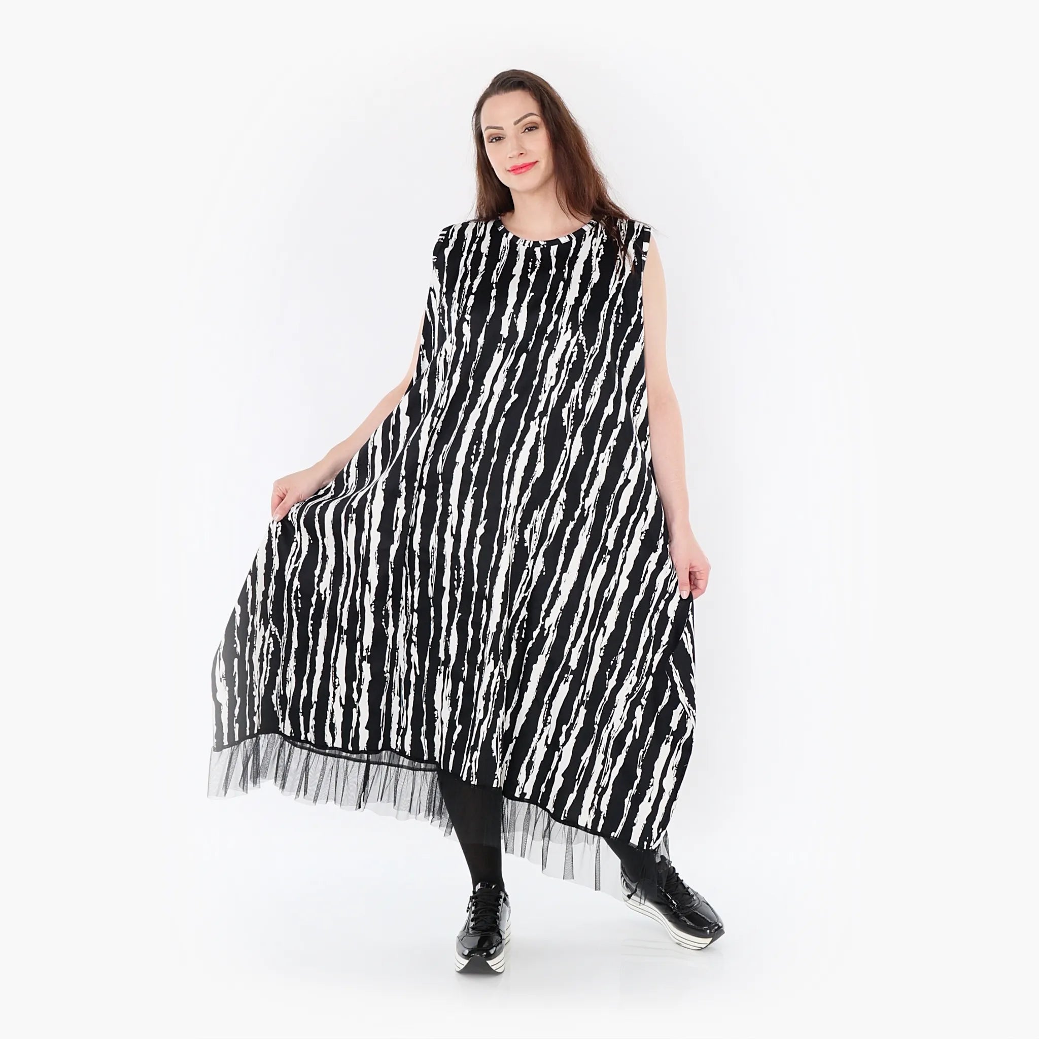 AKH Fashion Tunika 6853 Marble, Schwarz/Weiß
