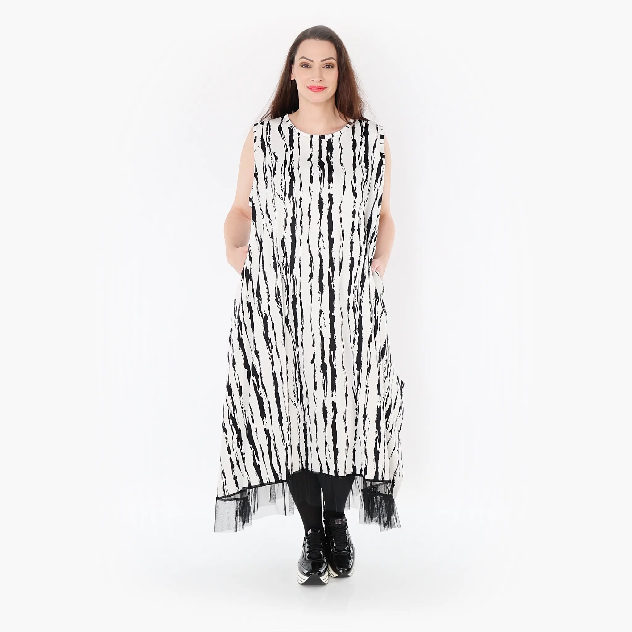 AKH Fashion Tunika 6853 Marble, Weiß/Schwarz