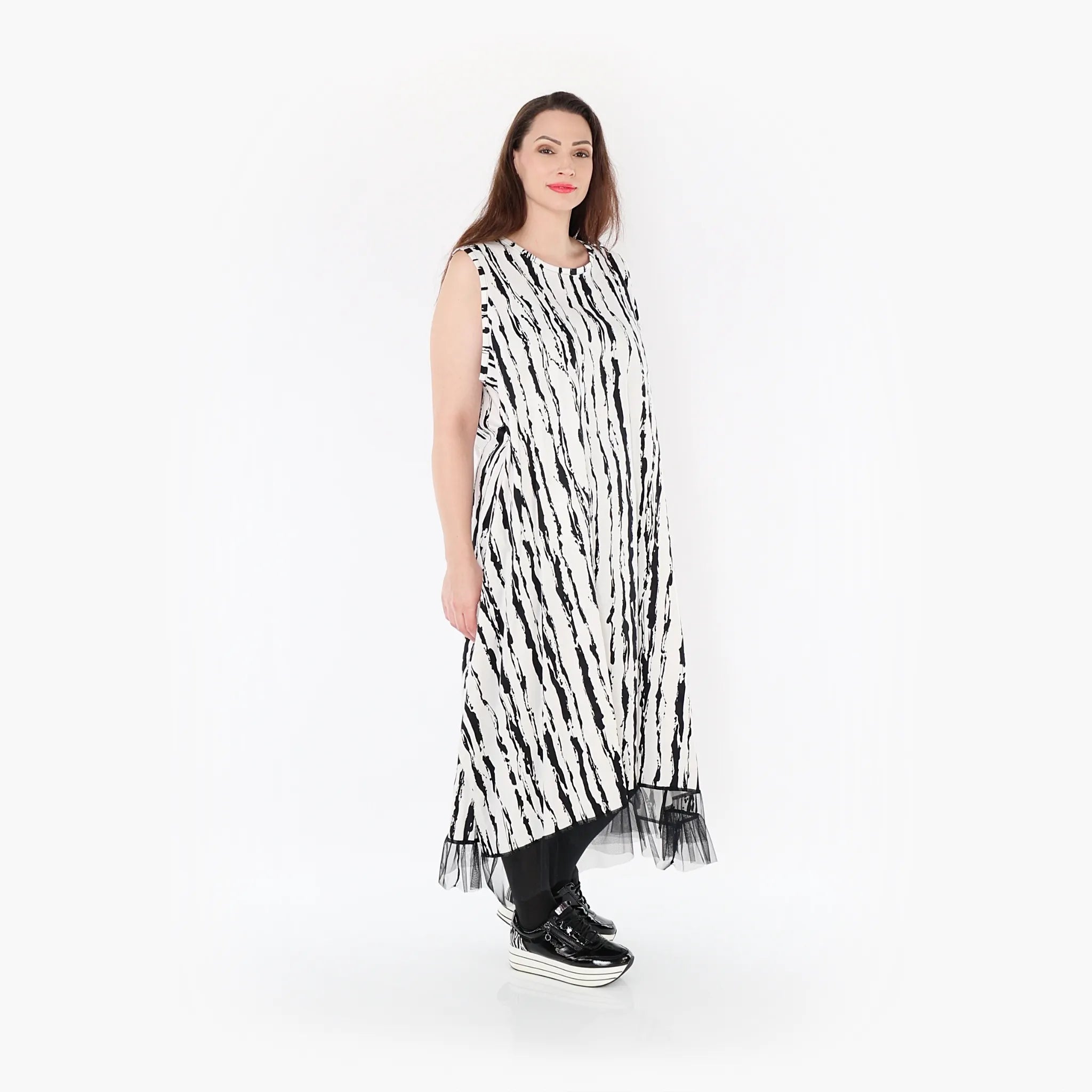 AKH Fashion Tunika 6853 Marble, Weiß/Schwarz