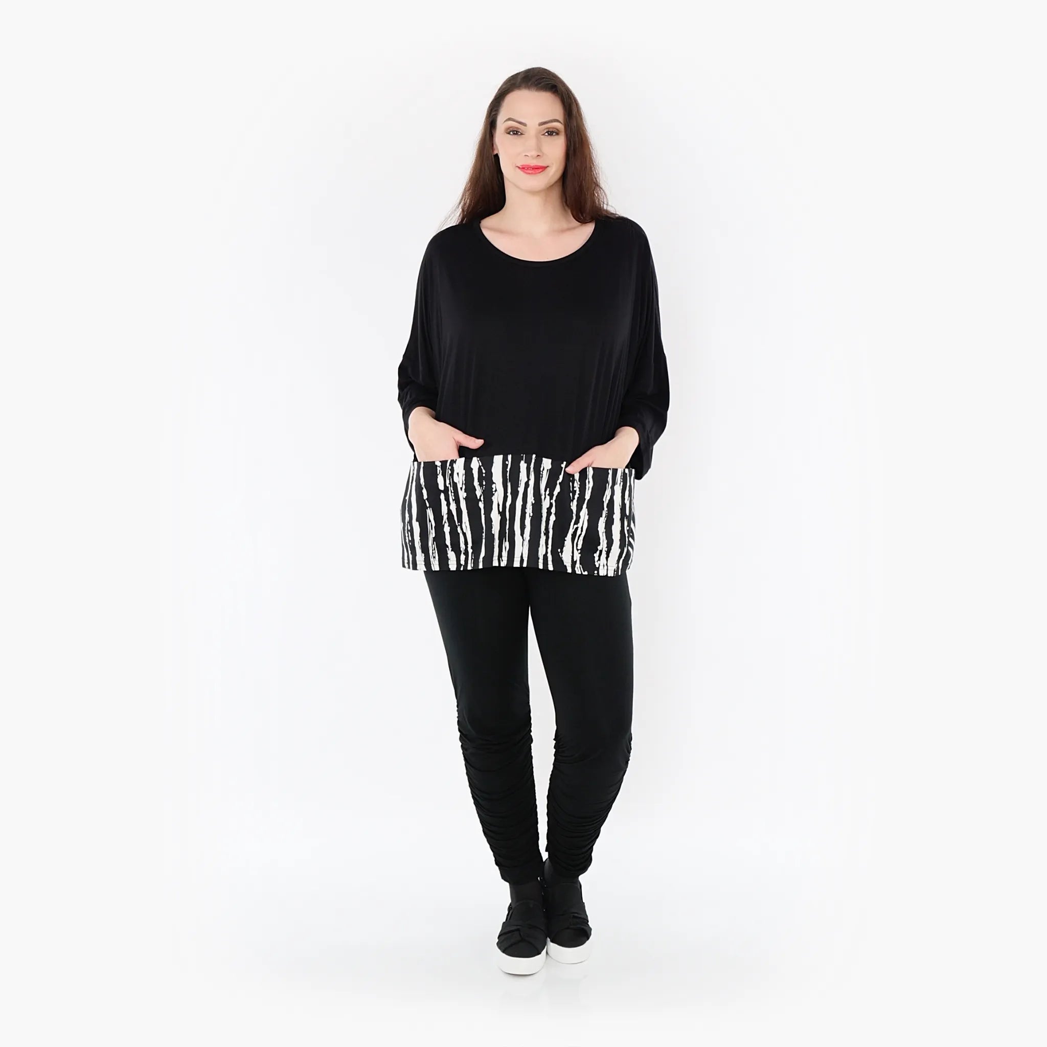 AKH Fashion Shirt 6888 Marble, Schwarz/Weiß