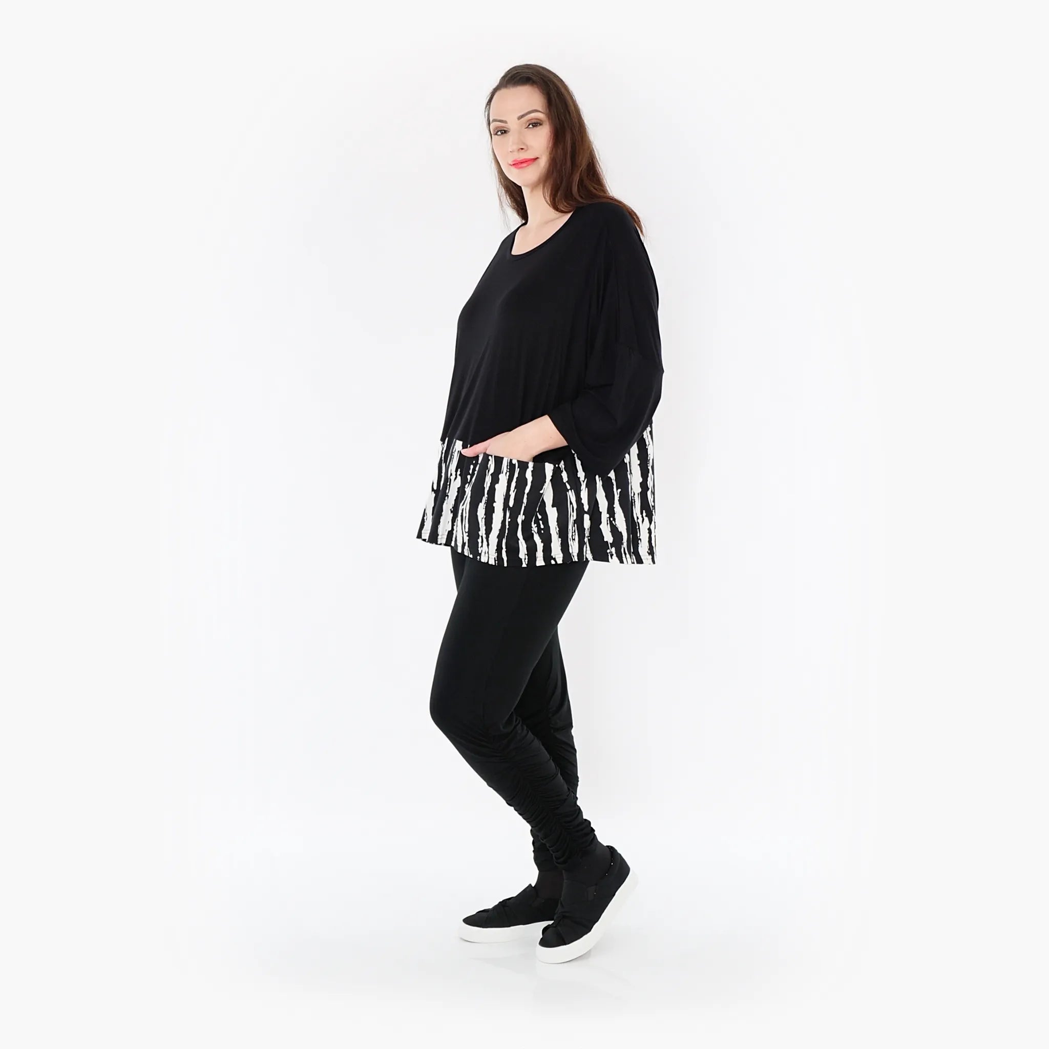 AKH Fashion Shirt 6888 Marble, Schwarz/Weiß