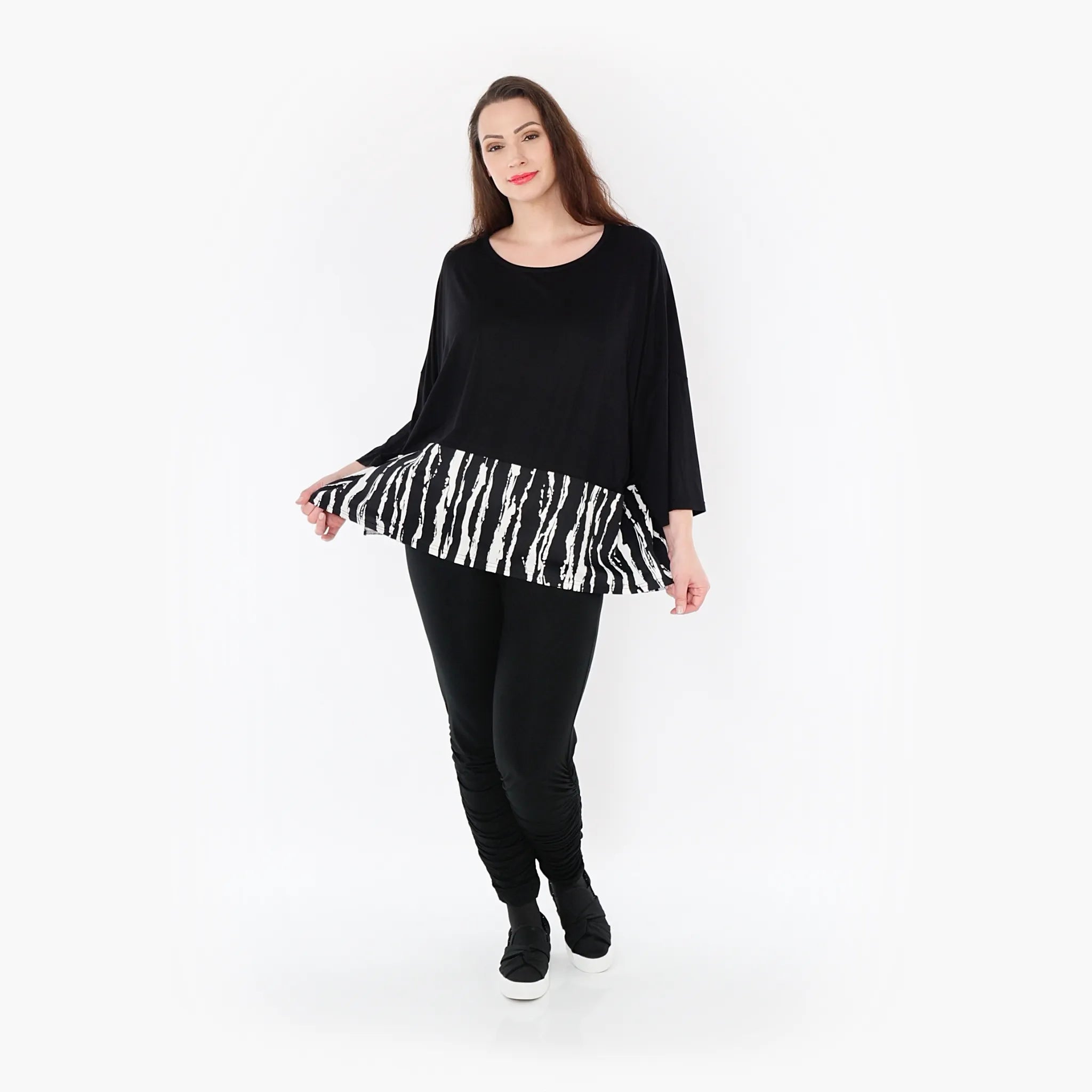 AKH Fashion Shirt 6888 Marble, Schwarz/Weiß