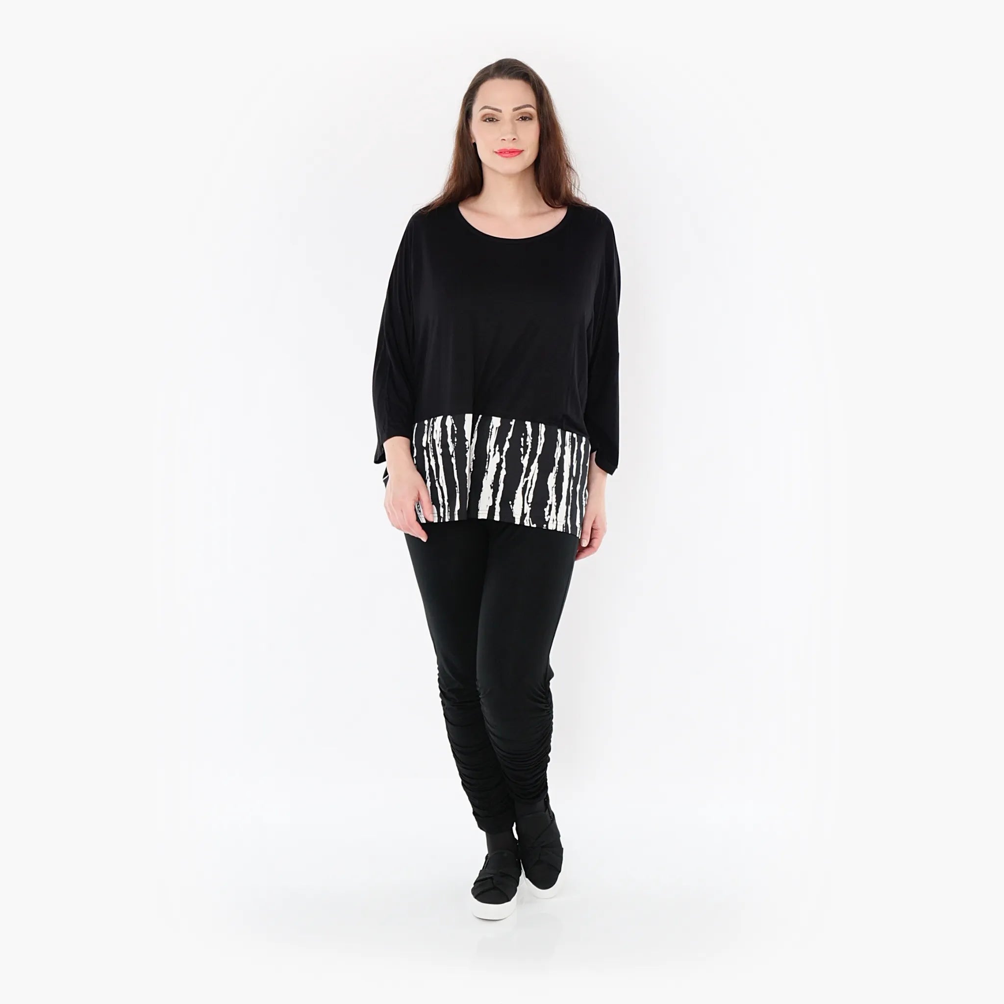 AKH Fashion Shirt 6888 Marble, Schwarz/Weiß