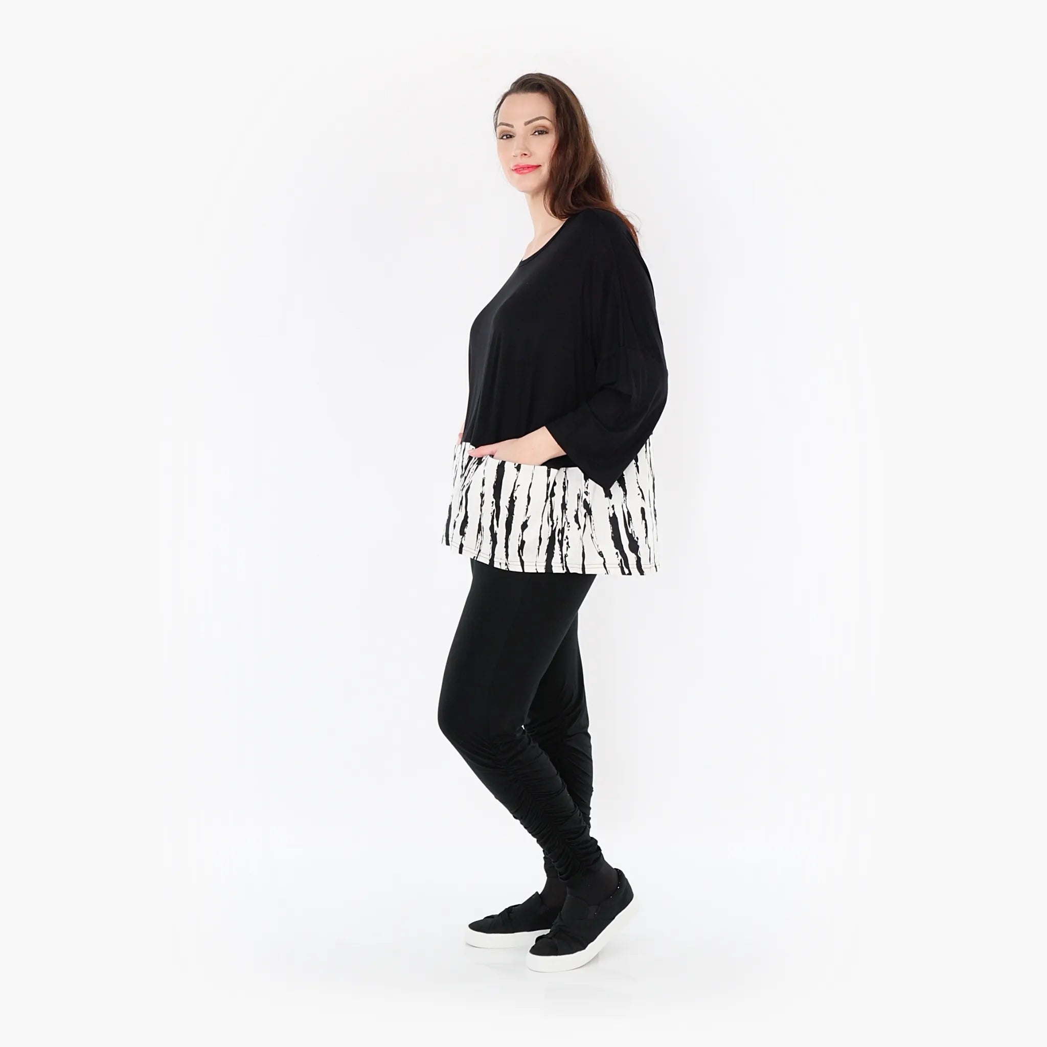 AKH Fashion Shirt 6888 Marble, Weiß/Schwarz