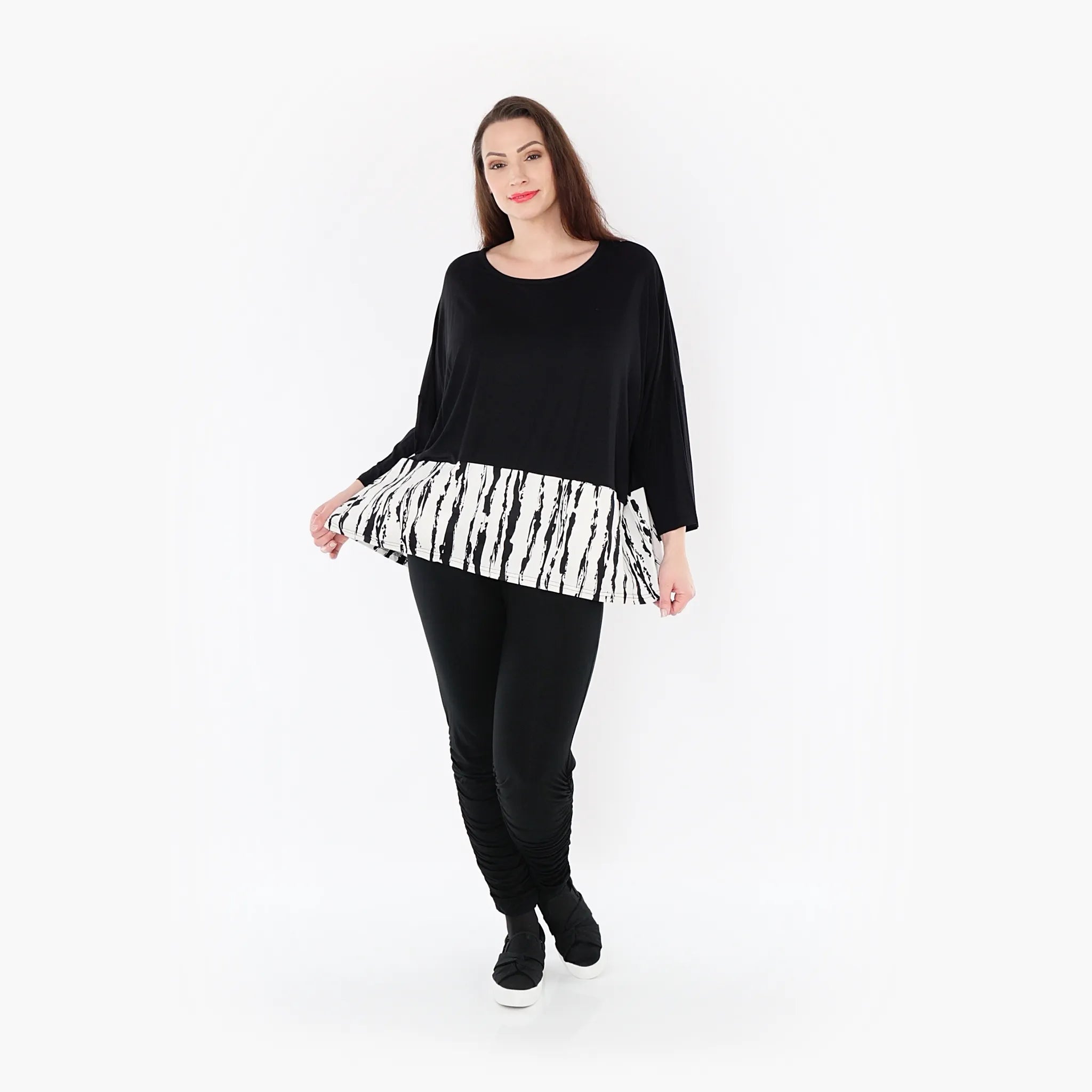 AKH Fashion Shirt 6888 Marble, Weiß/Schwarz