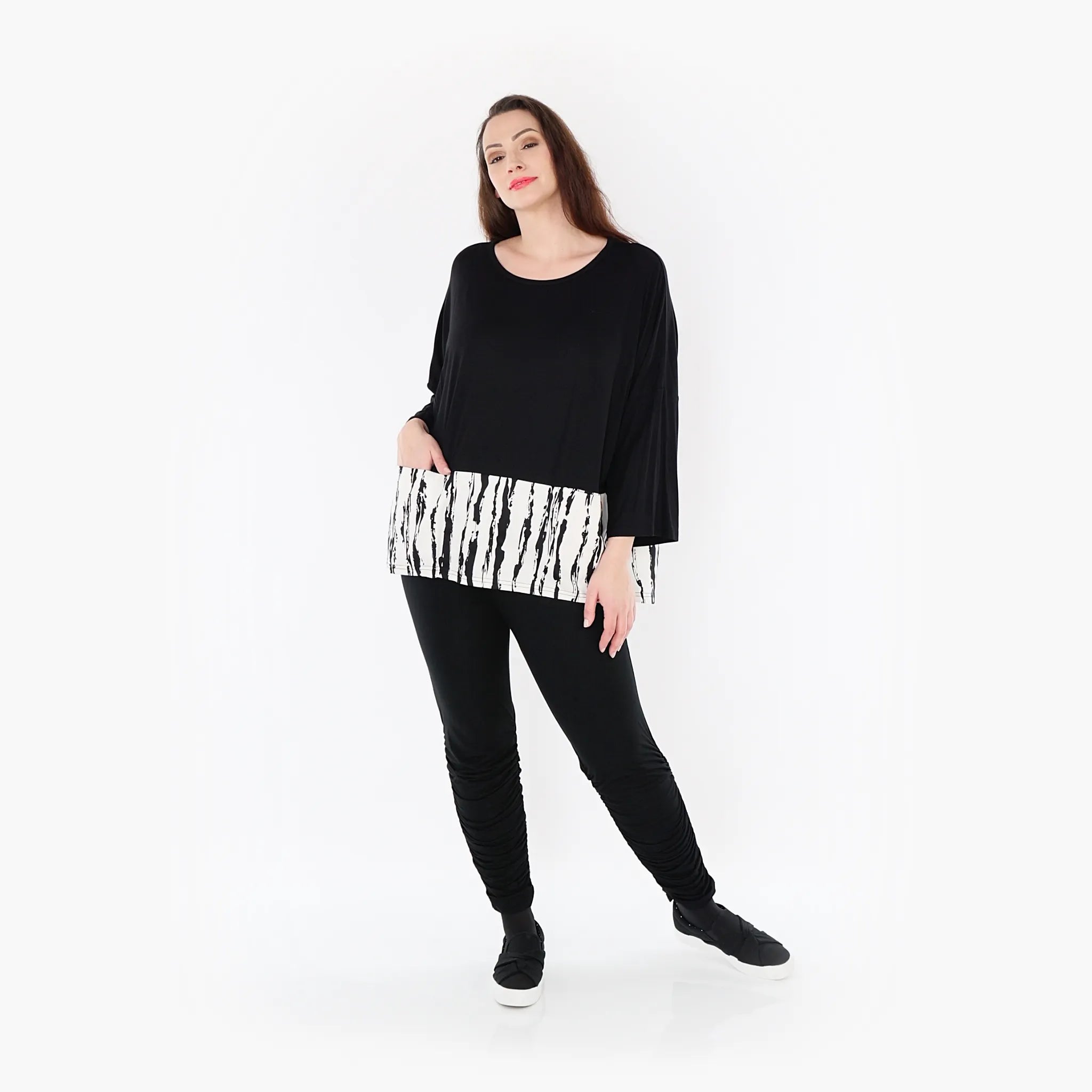 AKH Fashion Shirt 6888 Marble, Weiß/Schwarz