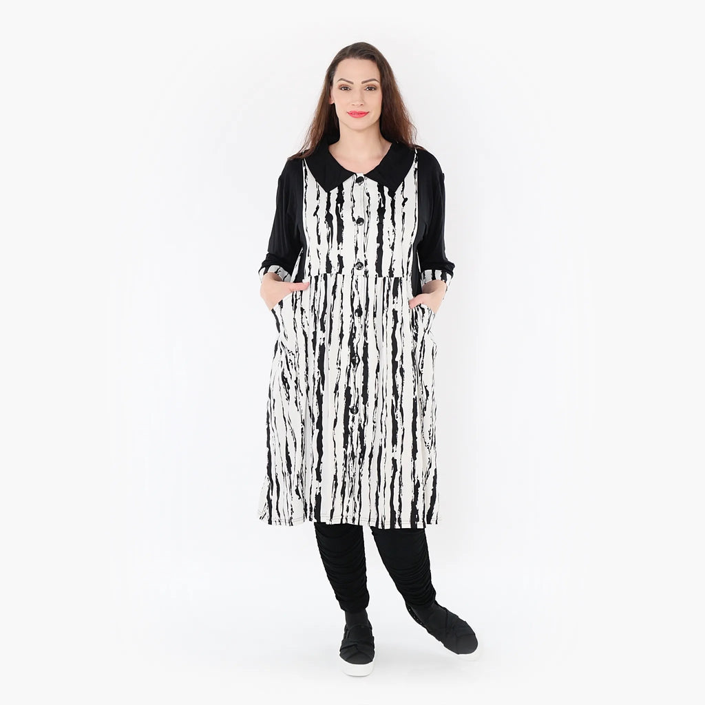 AKH 6899 Blouse, White-Black