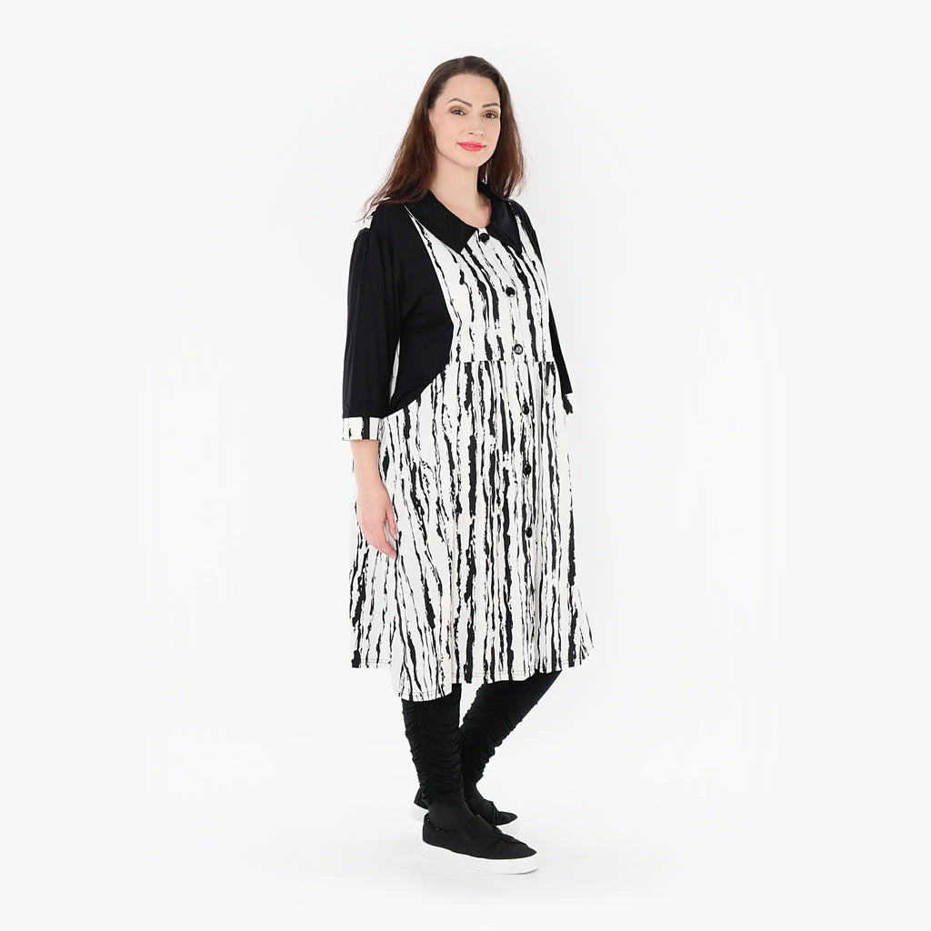AKH 6899 Blouse, White-Black
