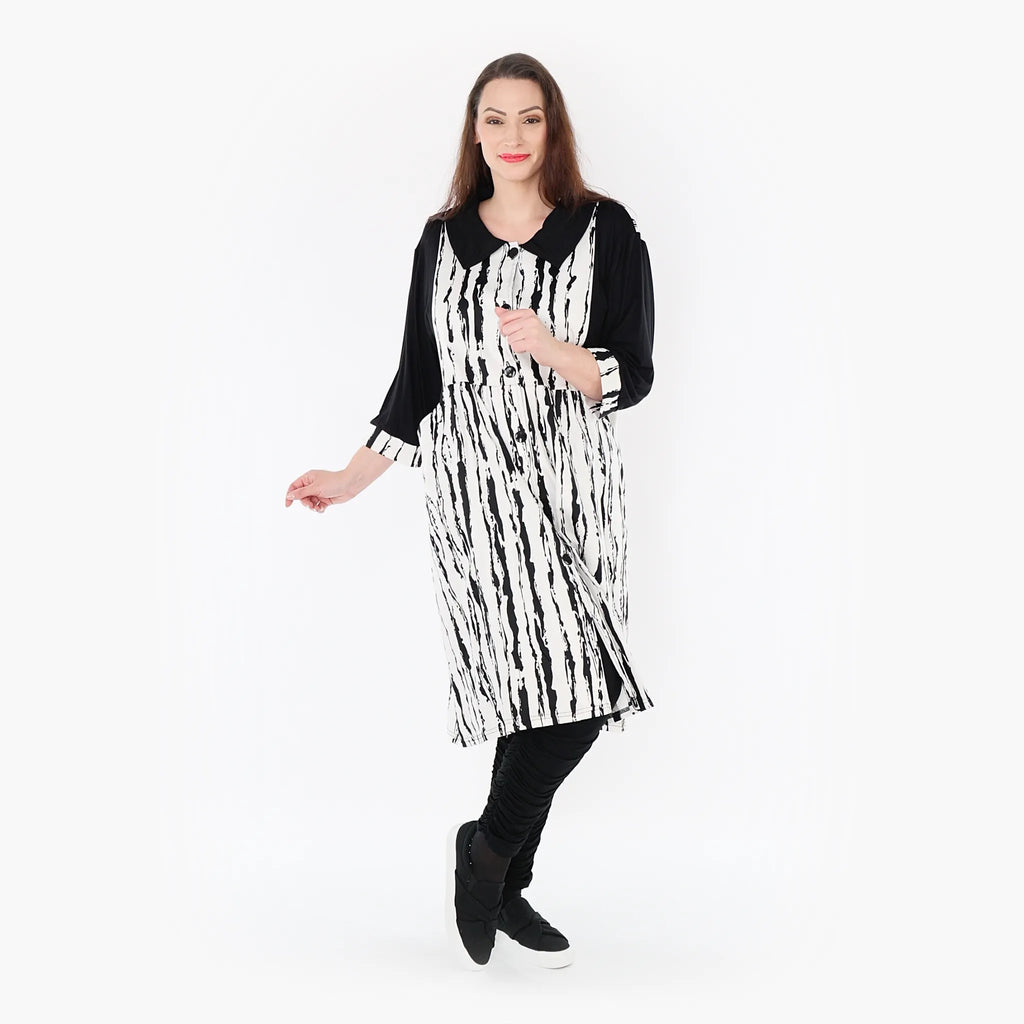 AKH 6899 Blouse, White-Black