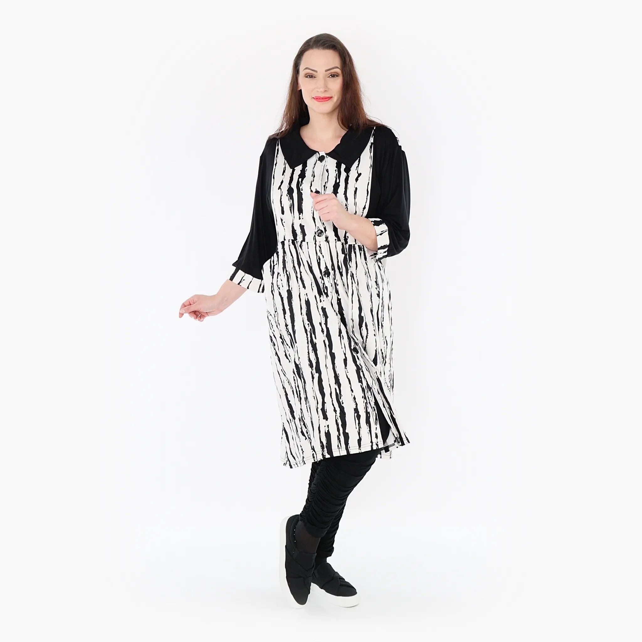 AKH 6899 Blouse, White-Black