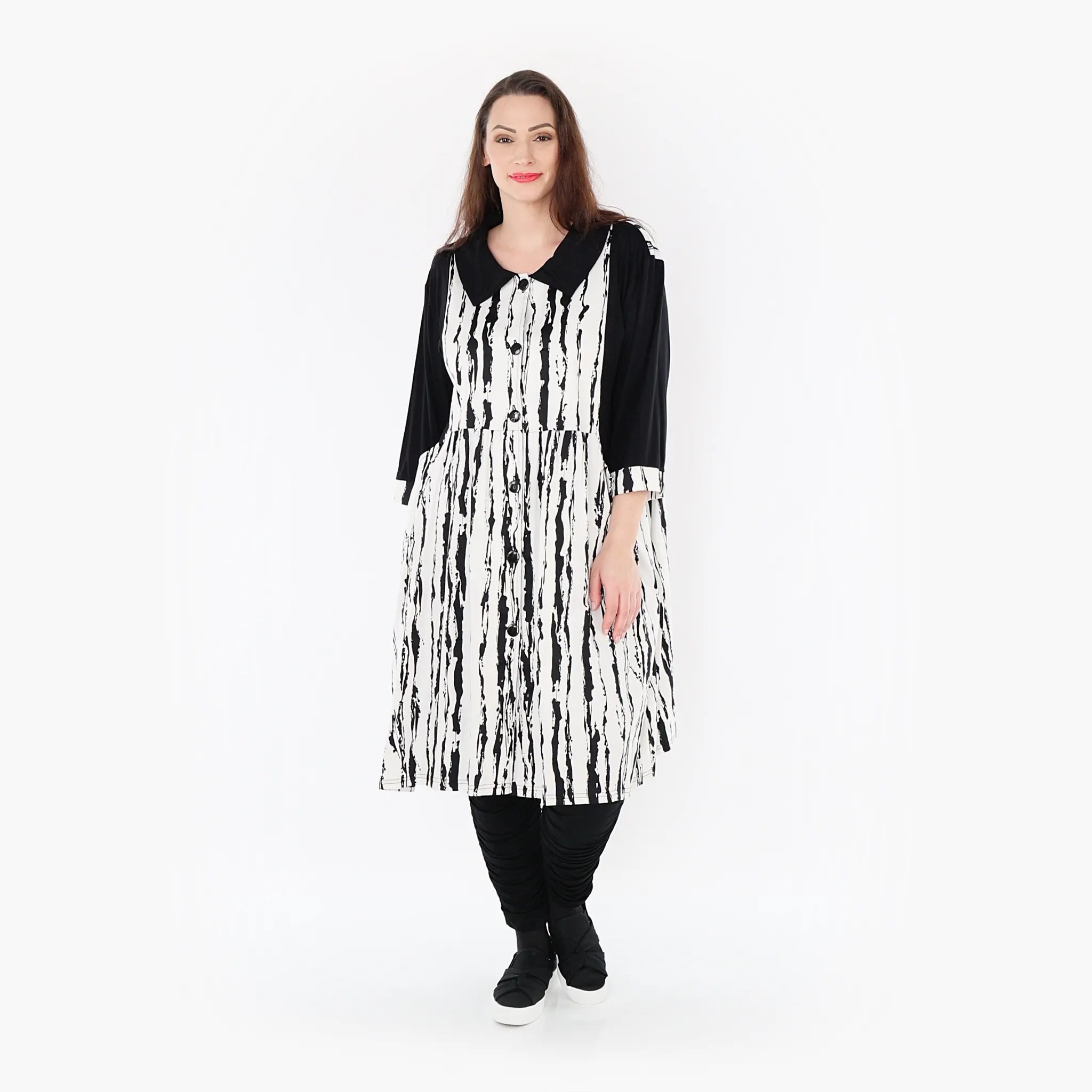 AKH 6899 Blouse, White-Black