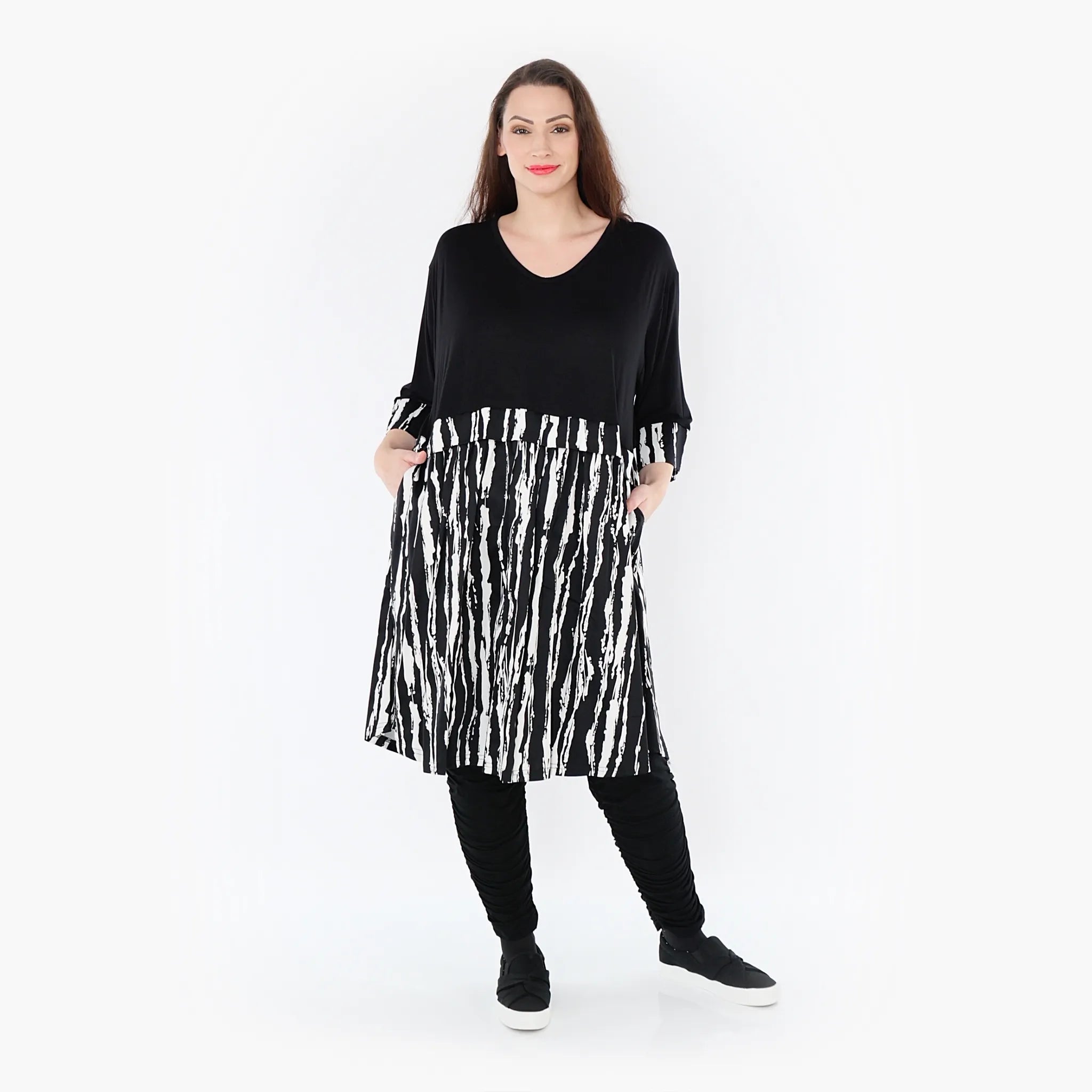 AKH Fashion Shirt 6900 Marble, Schwarz/Weiß