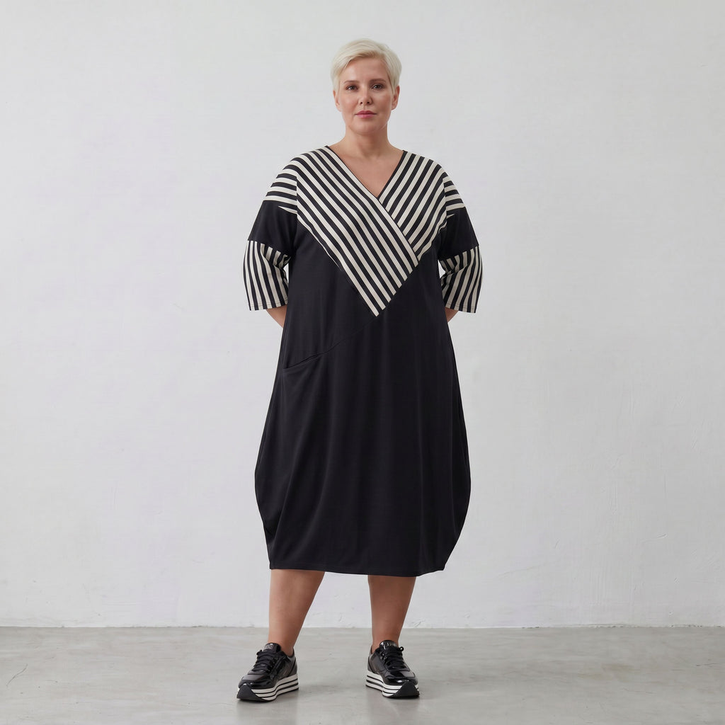 Robe AKH 6901, écru-noir
