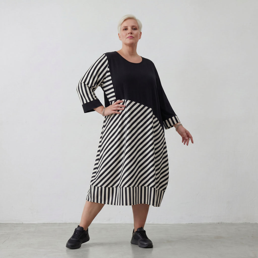 Robe AKH 6903, écru-noir