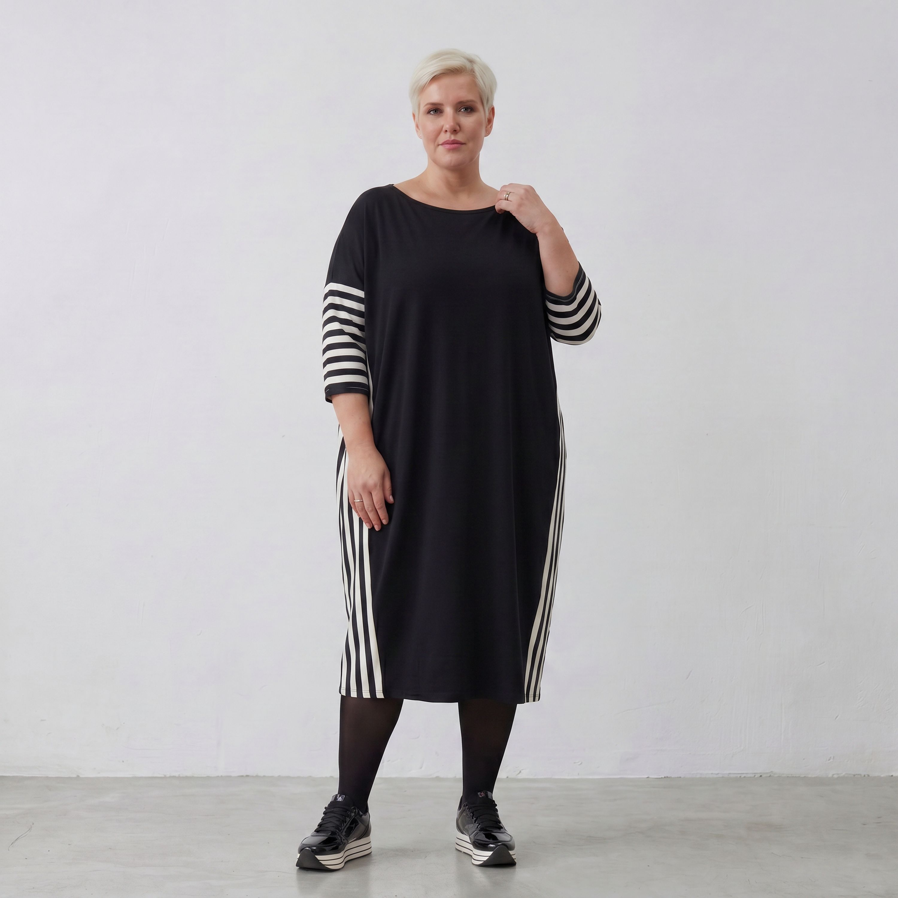 AKH Fashion Kleid 6905 Coco, Ecru/Schwarz