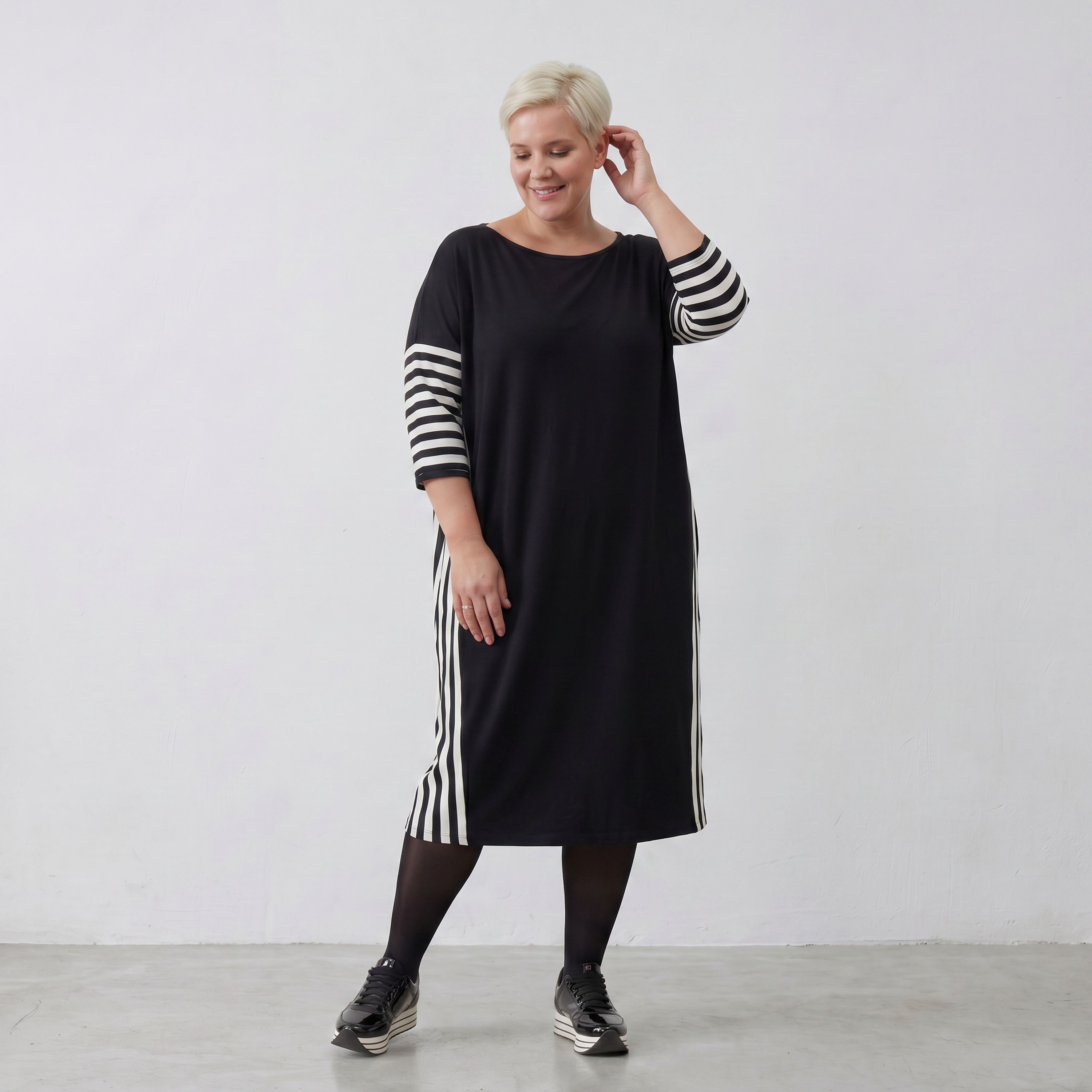 AKH Fashion Kleid 6905 Coco, Ecru/Schwarz