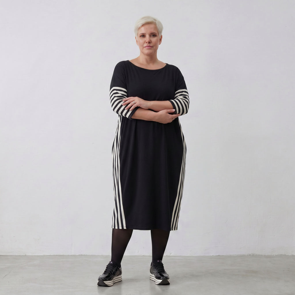 AKH Fashion Kleid 6905 Coco, Ecru/Schwarz