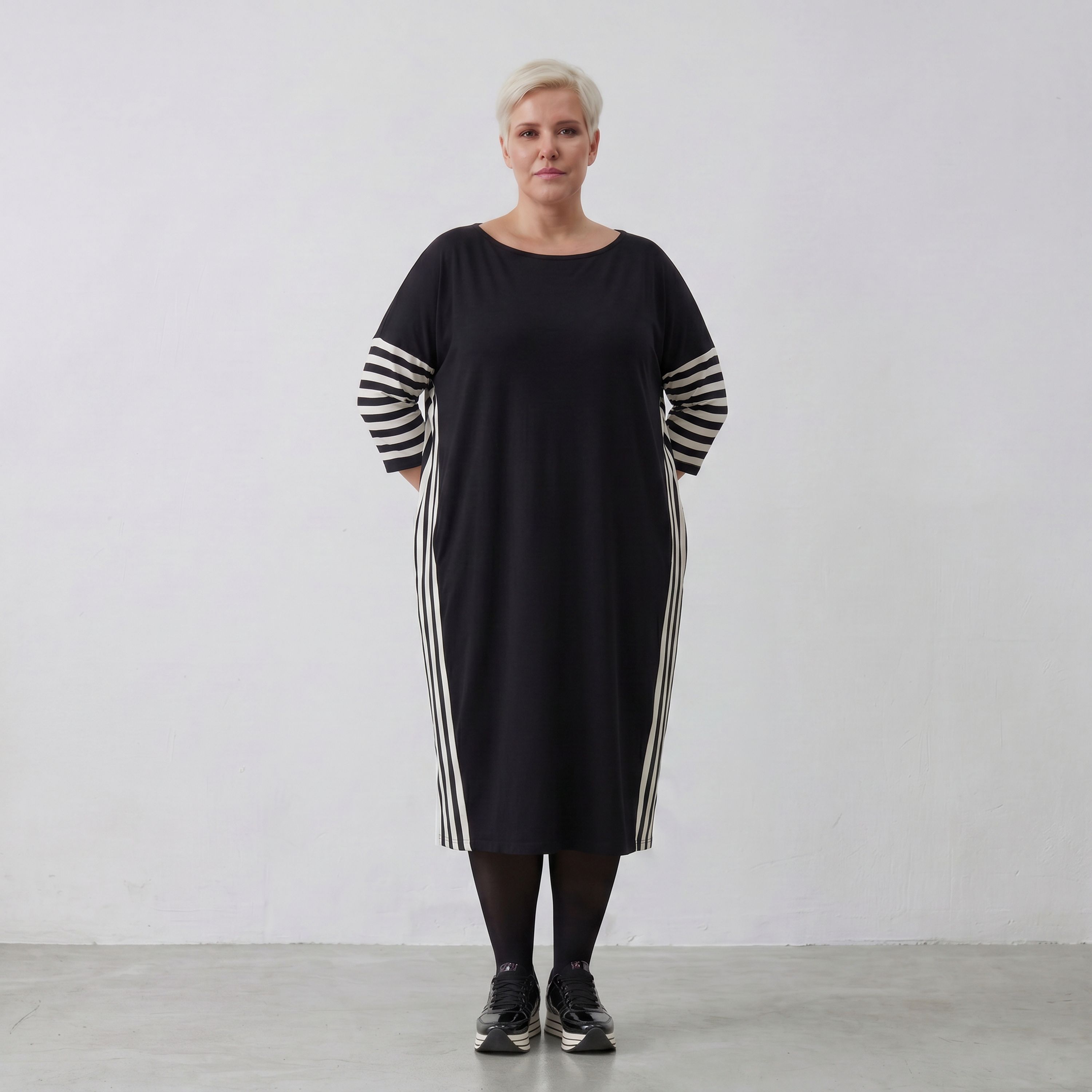 AKH Fashion Kleid 6905 Coco, Ecru/Schwarz